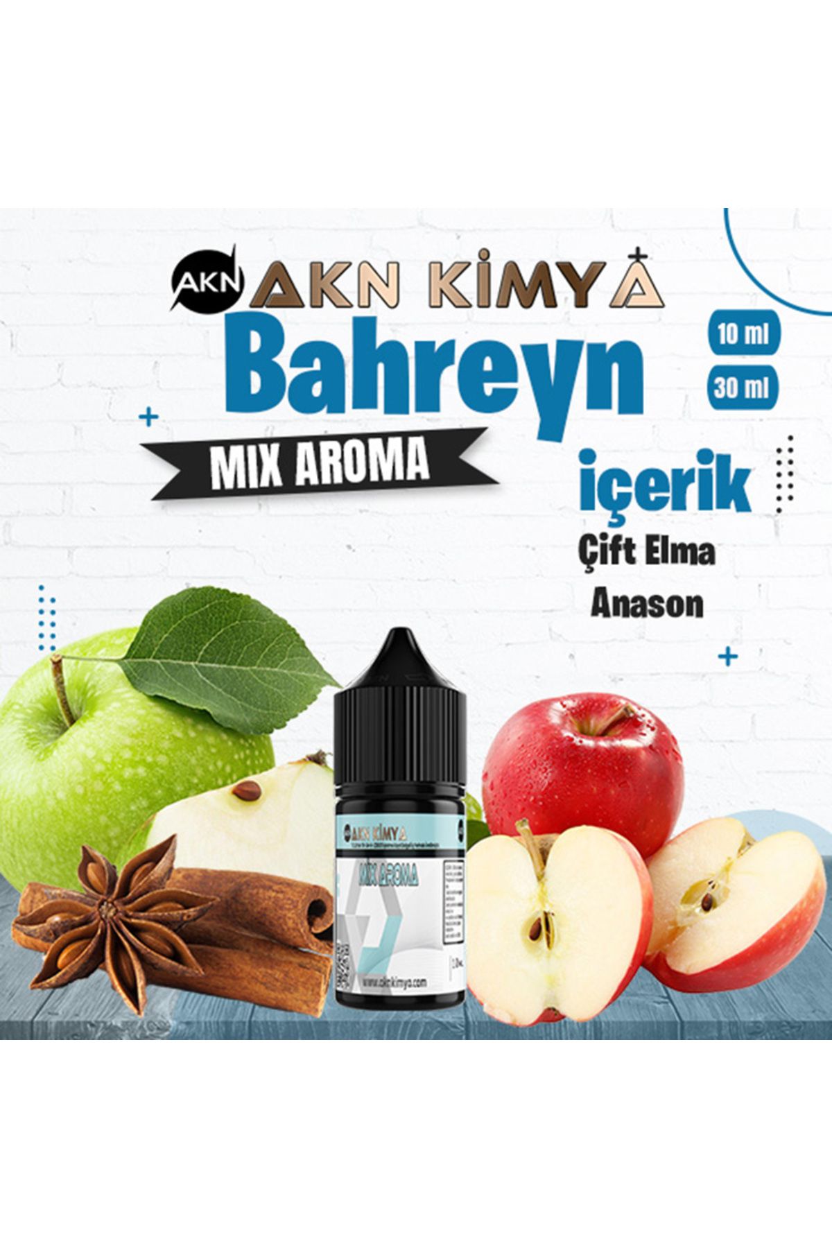 akn kimya Bahreyn Mix Aroma Çift Elma Anason Gıda Aroması 10 ml