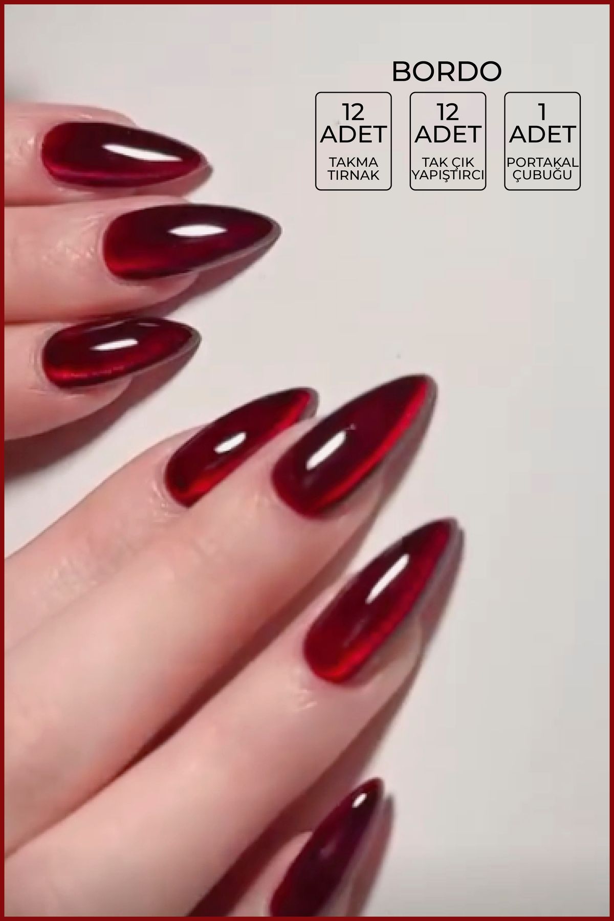 نرا Classy Cat Eye 12-Pece Nails False - ست ناخن مصنوعی چشم گربه ای (انعکاسی)