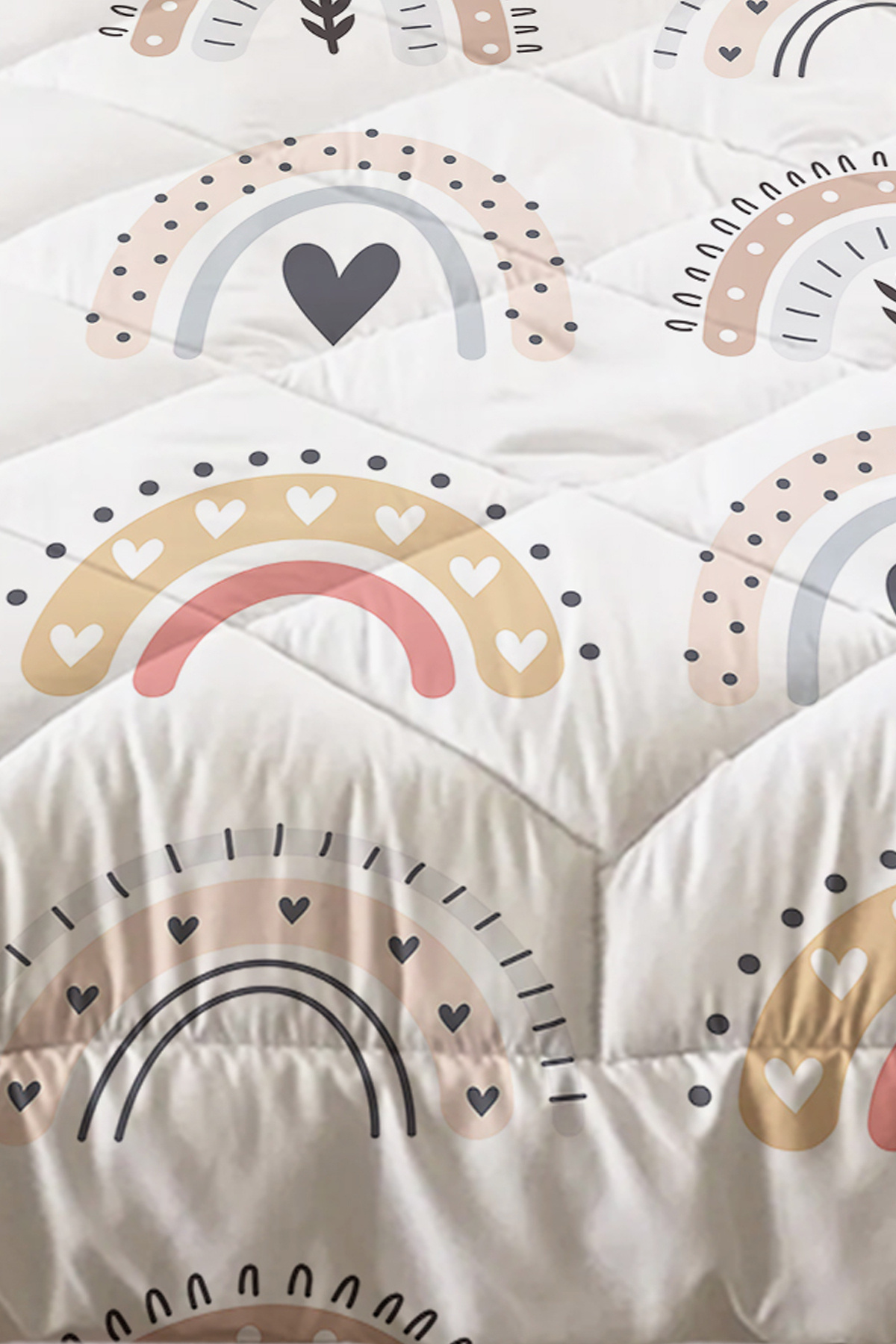 Else Halı Colorful Boho Rainbows Patterned Girl's Single Quilted Duvet