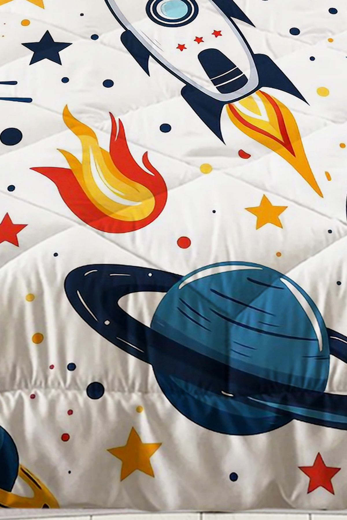 Else Halı Galaxy Stars Space Patterned Boy's Single Quilted Duvet Cover