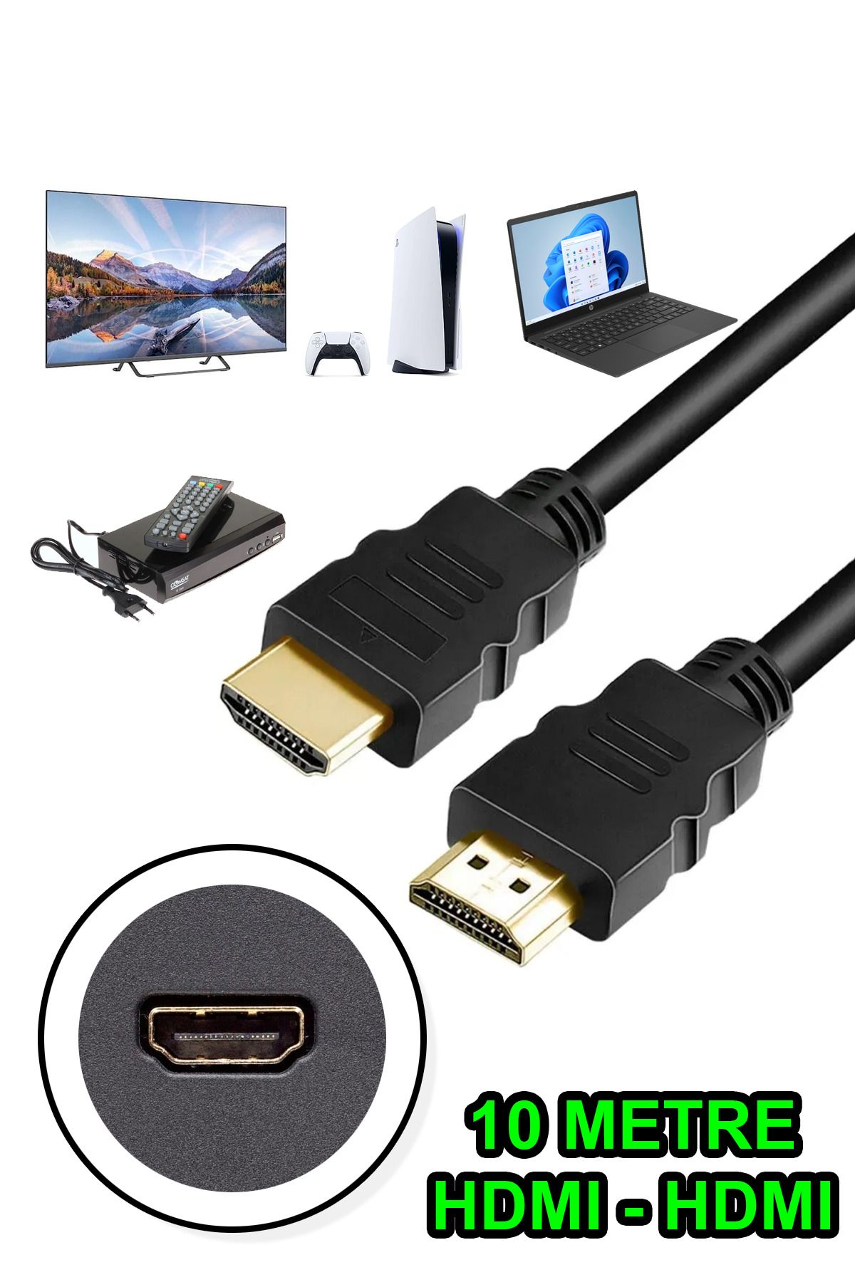 10 Metre 1.Kalite 3D 4K Full HD Hdmi TV Uydu Alıcısı Kablosu 10 Metre HDMI Kablo