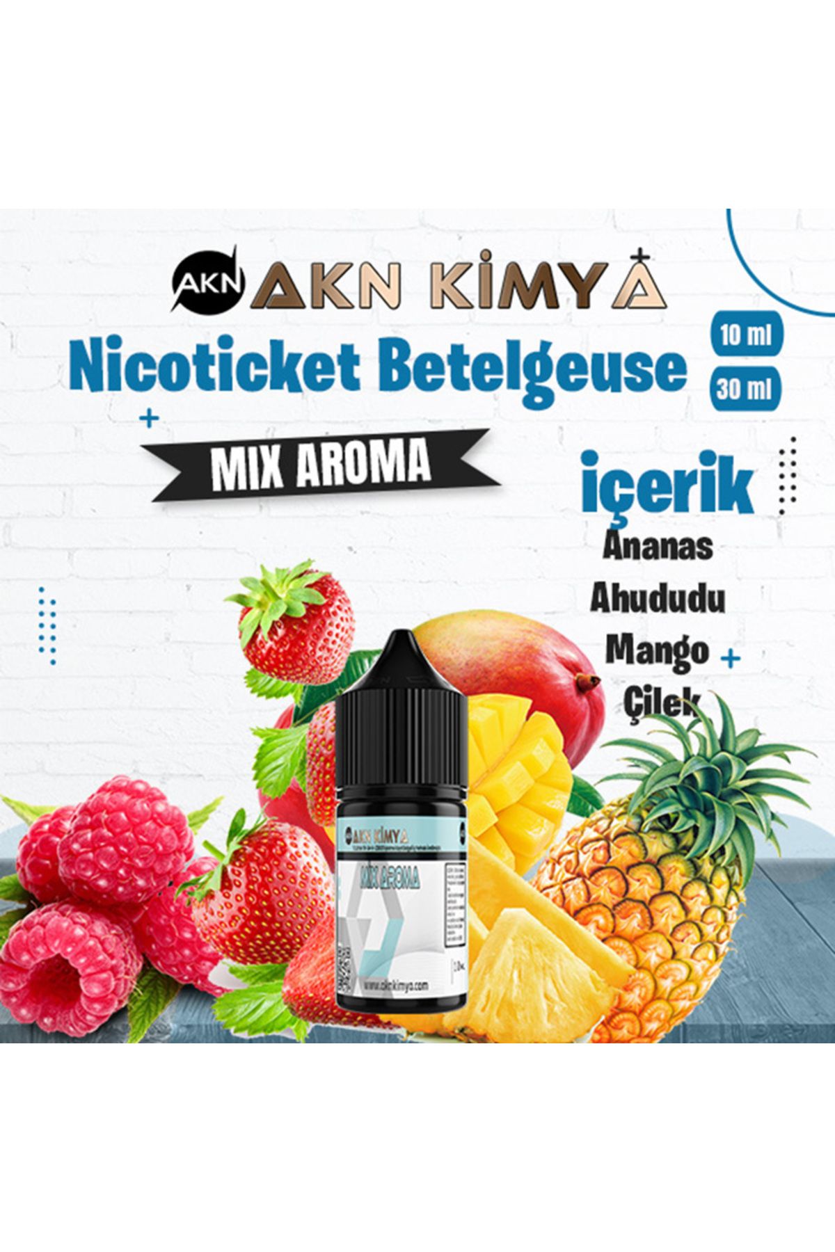 akn kimya Nicoticket Betelgeuse Mix Aroma Ananas Ahududu Mango Gıda Aroması 10 ml