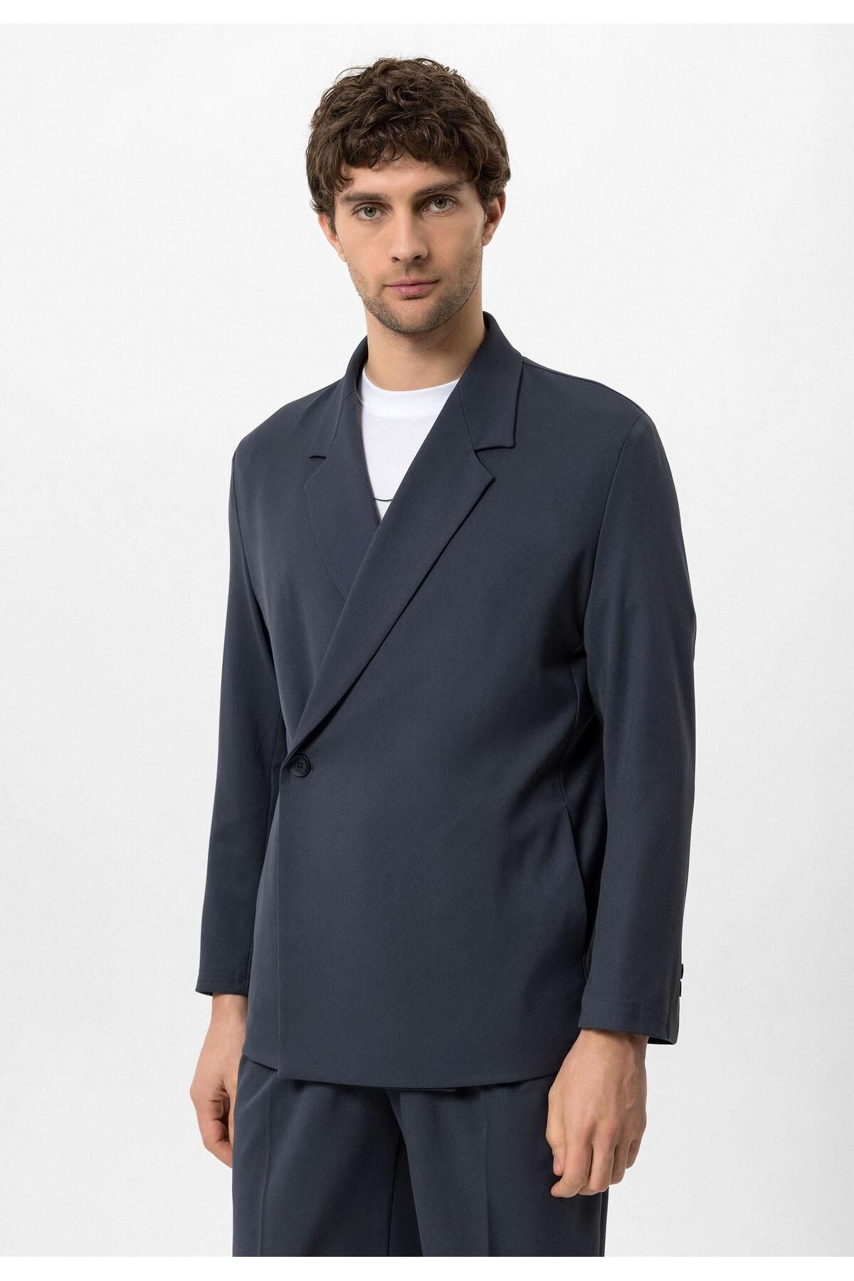 Antioch-Smoked Double Breasted Closure Hidden Pocket Men's Blazer Jacket 6