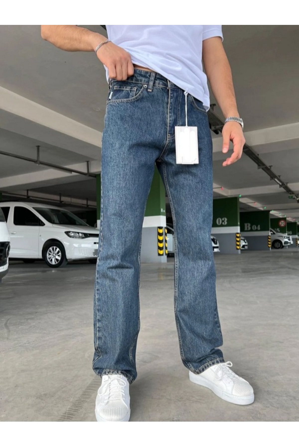Genel Markalar Erkek Baggy Fly Loose Fit Jeansi Kot Pantolon görsel 2