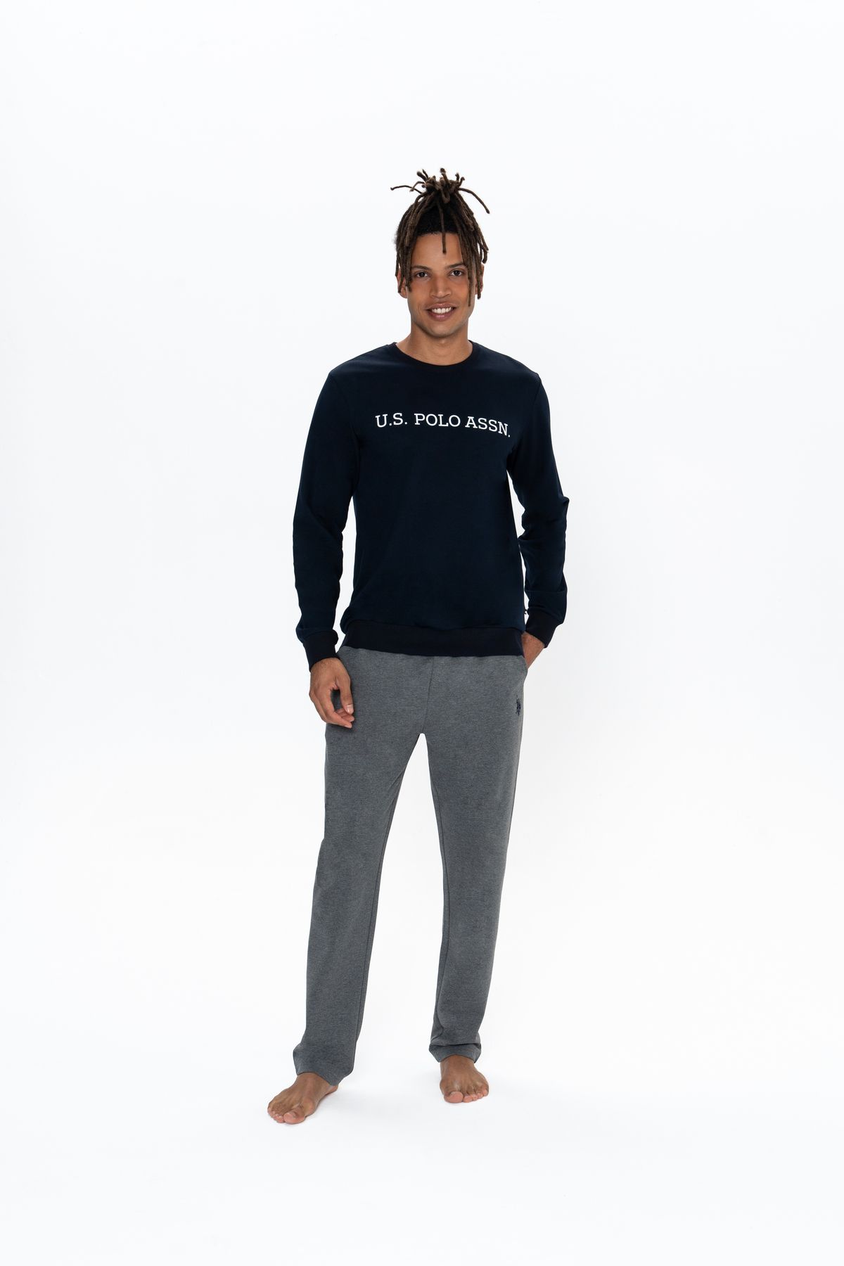 U.S. Polo Assn.-U.S. Polo Assn. Men's Crew Neck Cotton Blend Pajamas Set 1125K.Z.1.Eta8.G.8.Rou5.P.8.023Kml 1