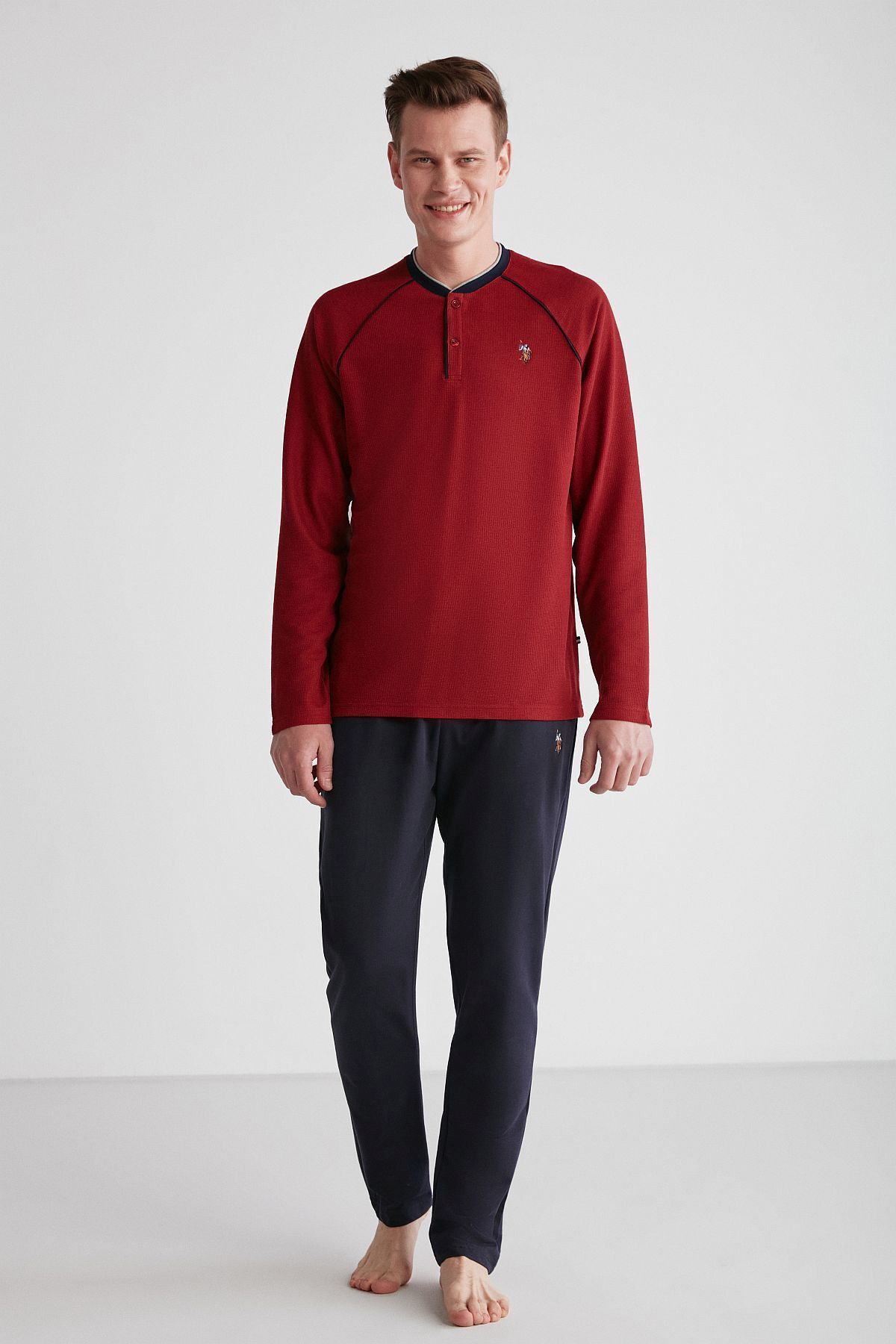 ست پیژامه چند رنگ مردانه پایه. POLO ASSN. لباس خواب بورگوندی 024K.1ZE8.T.7.A3GR4P U.S. Polo Assn.