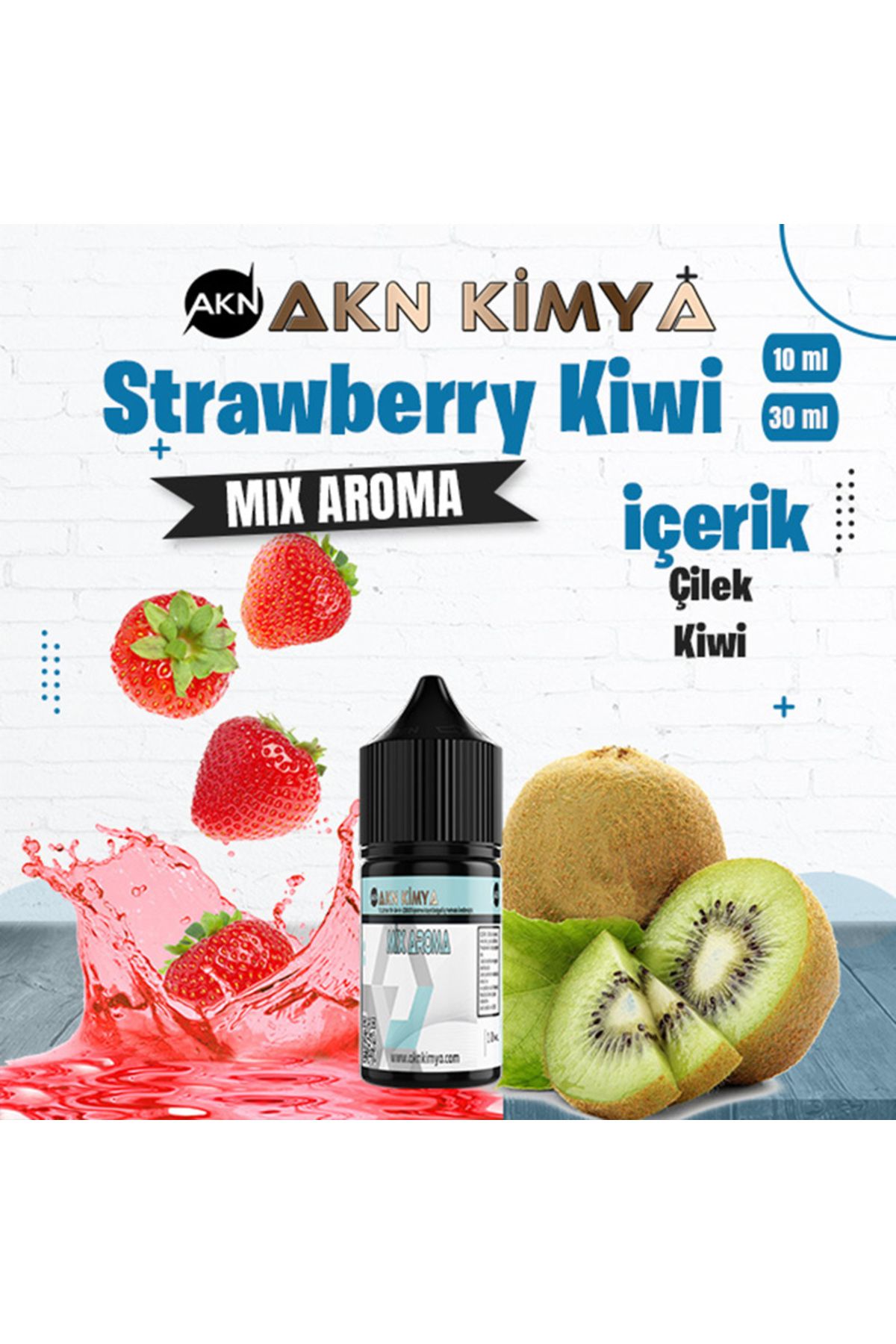 akn kimya Strawberry Kiwi Mix Aroma Çilek Kiwi Gıda Aroması 10 ml