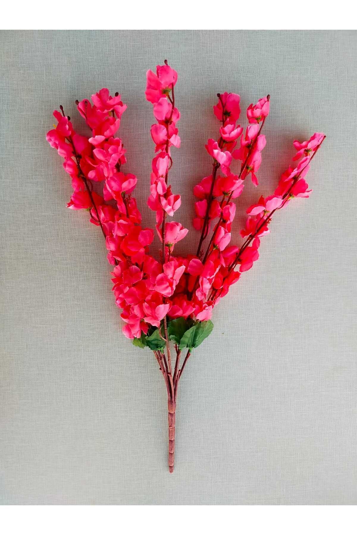Elioure Pembe Yapay Çiçek Demeti, 55 cm, 7 Dallı, Bahar Renkleri