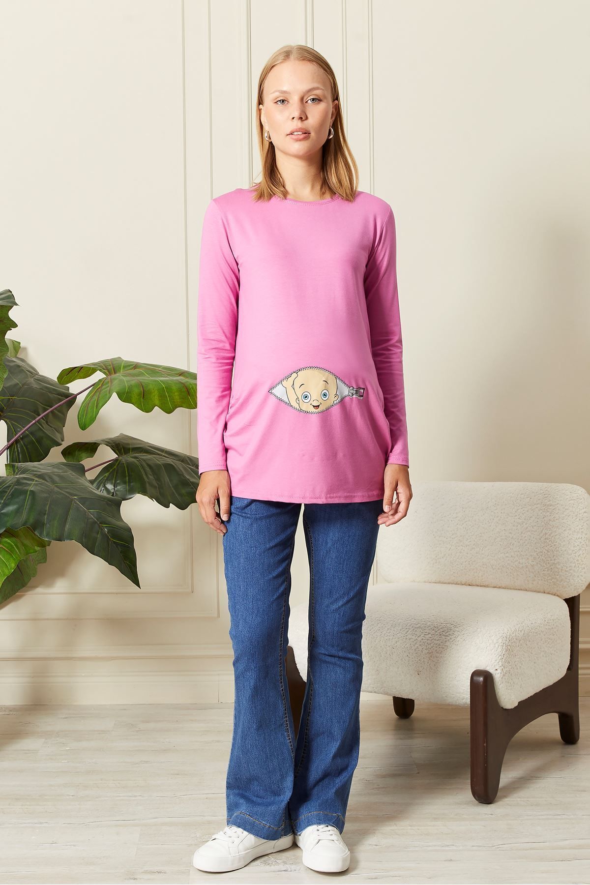 epaavm-Long Sleeve Printed Maternity T-Shirt 1