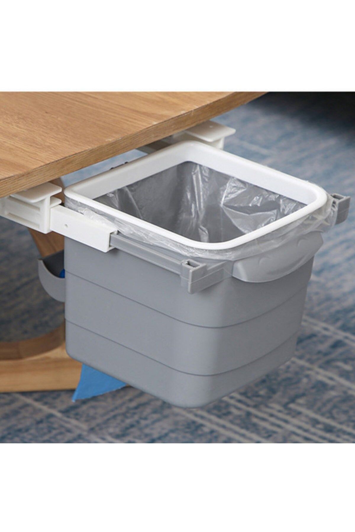 FRD GROUP-Mini Table Trash Can Plastic under Counter Retractable Adhesive Invisible Partition Practical (5235) 2