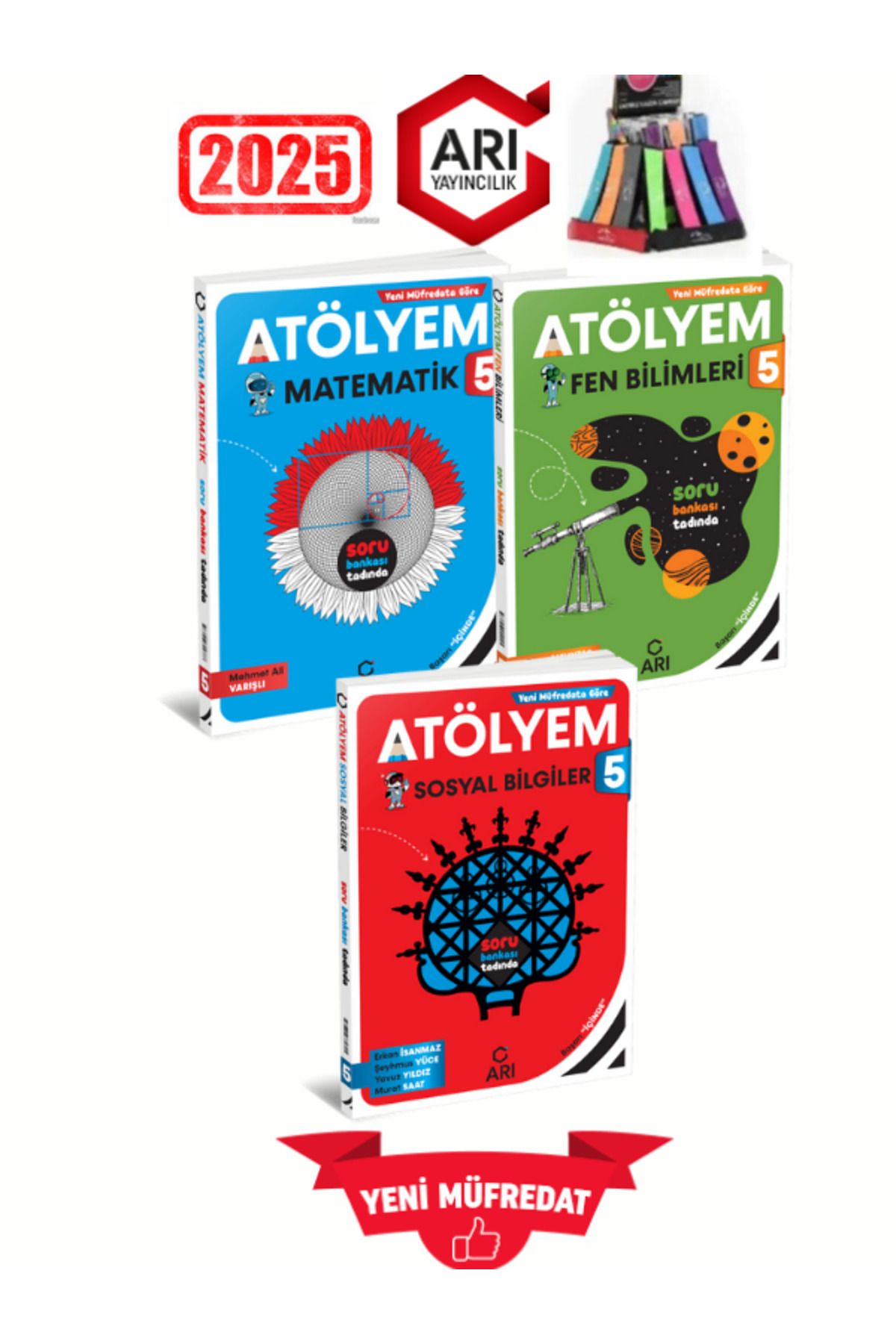Arı Yayıncılık 2024-2025 5.Sınıf Atölyem Matematik-Fen-Sosyal %100 Yeni Konu Özetli Soru Bankası+Kalemlik