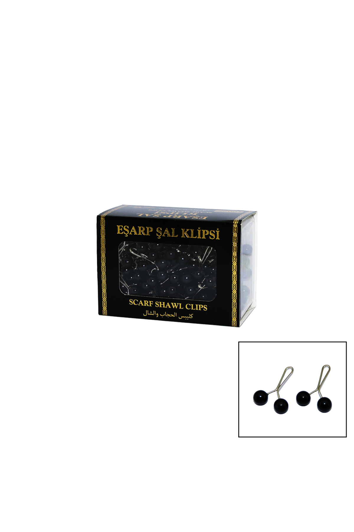 Go İthalat SİYAH 100 PARÇA EŞARP BAŞÖRTÜ - ŞAL KLİPSİ (5332)