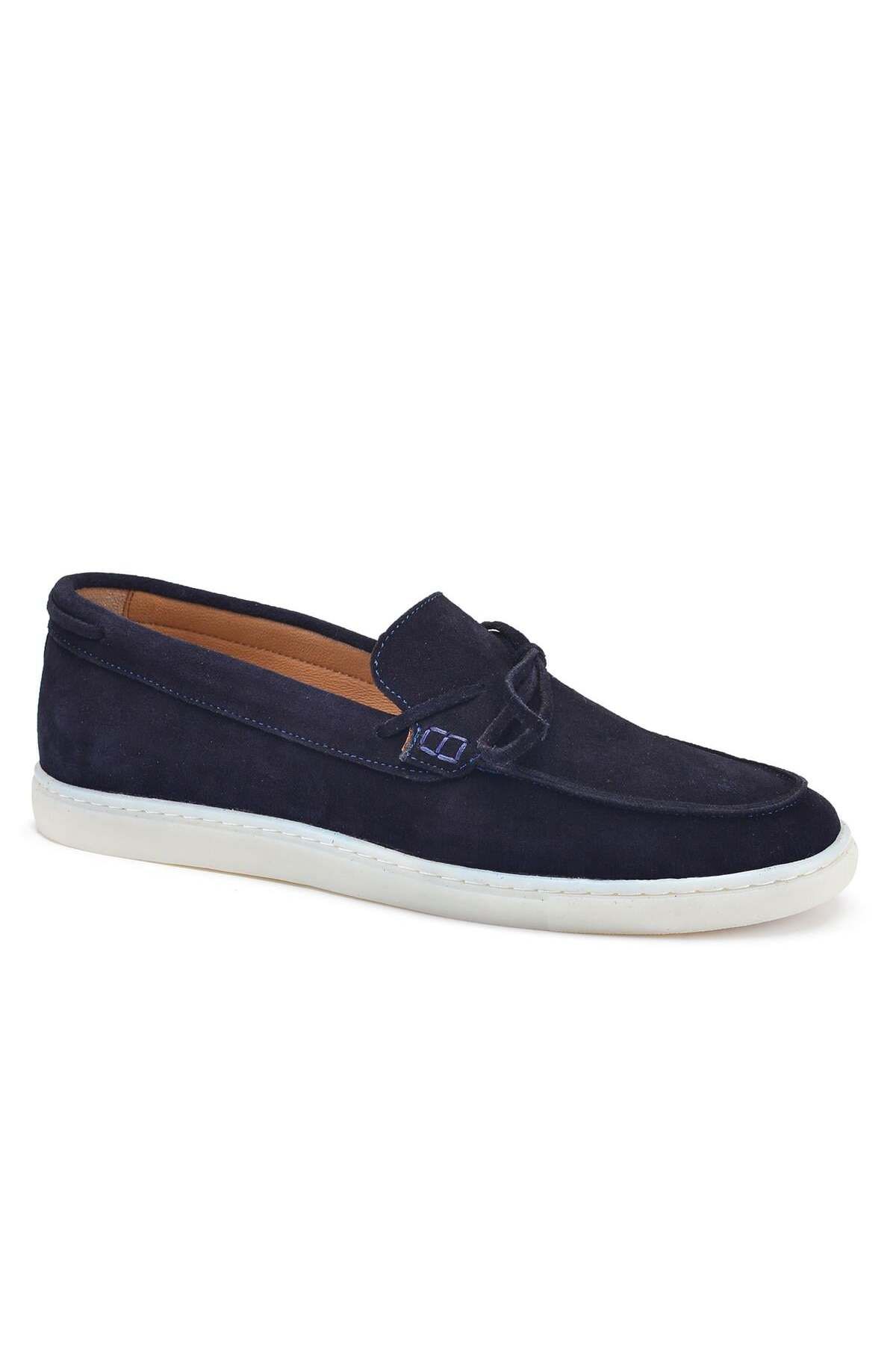 Nevzat Onay-Navy Blue Suede Summer Loafer -13023- 2