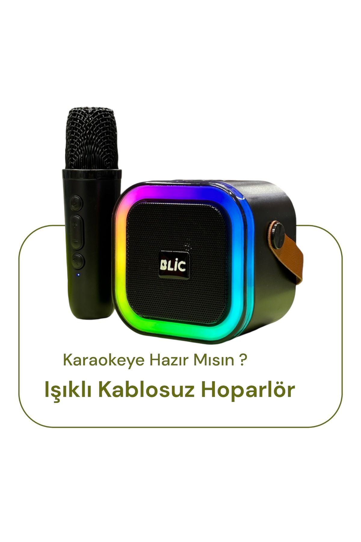 Blic Mini Taşınabilir Işıklı Kablosuz Bluetoothlu Karaoke Hoparlör