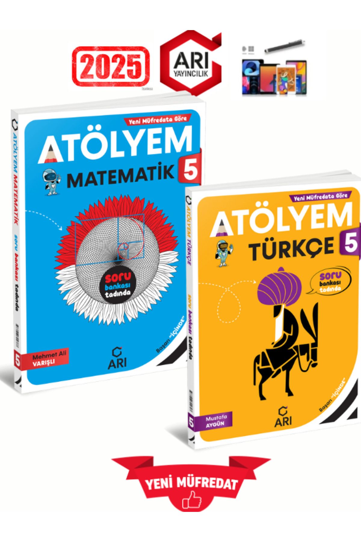 Arı Yayıncılık 2024-2025 Müfredat 5.Sınıf Atölyem Matematik-Türkçe %100 Yeni Konu Özetli Soru Bankası+Kalem