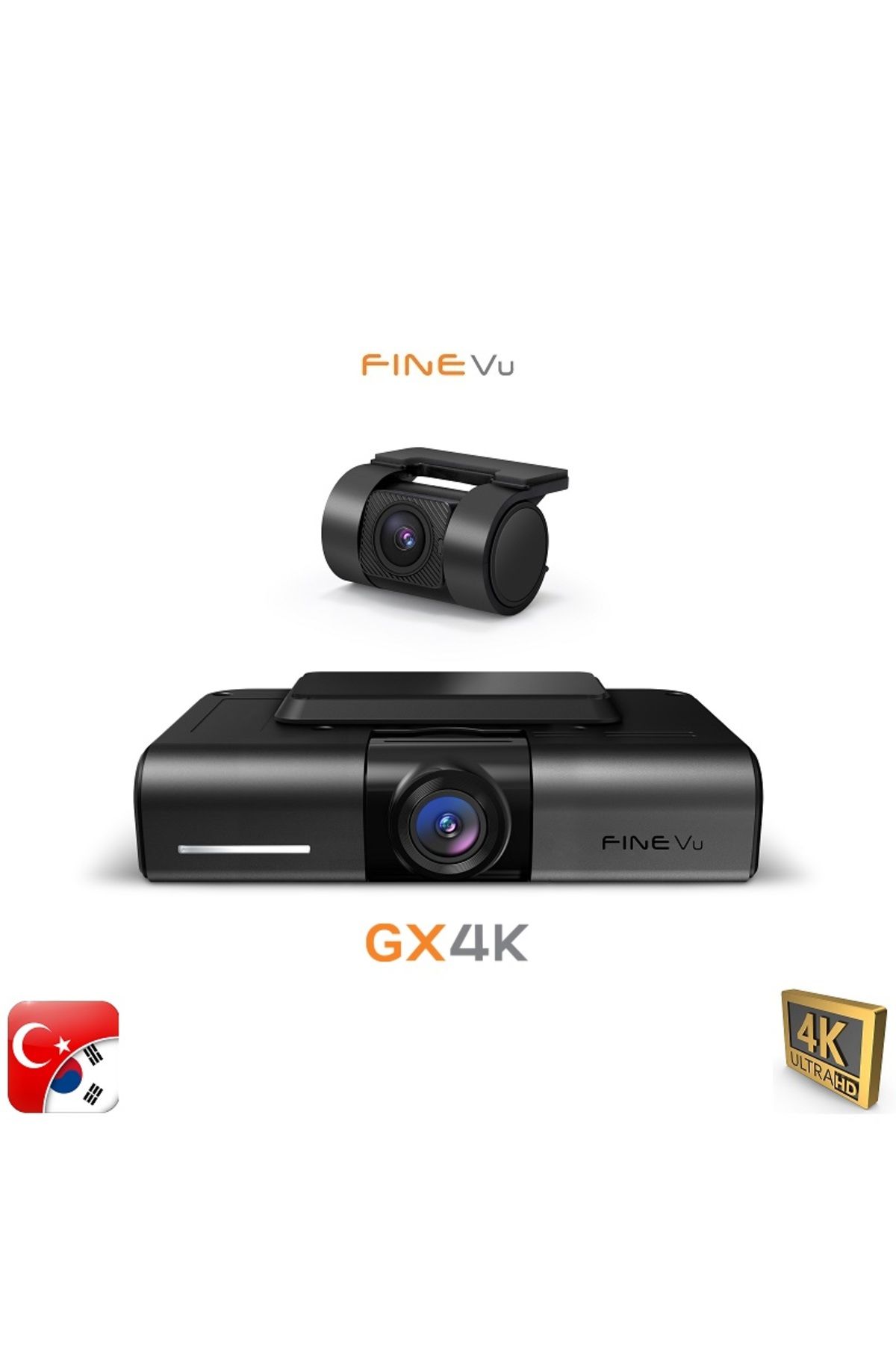 FineVu GX4K Ultra HD 4K 2ch Wi-Fi Türkçe 2 Kameralı Araç Kamerası