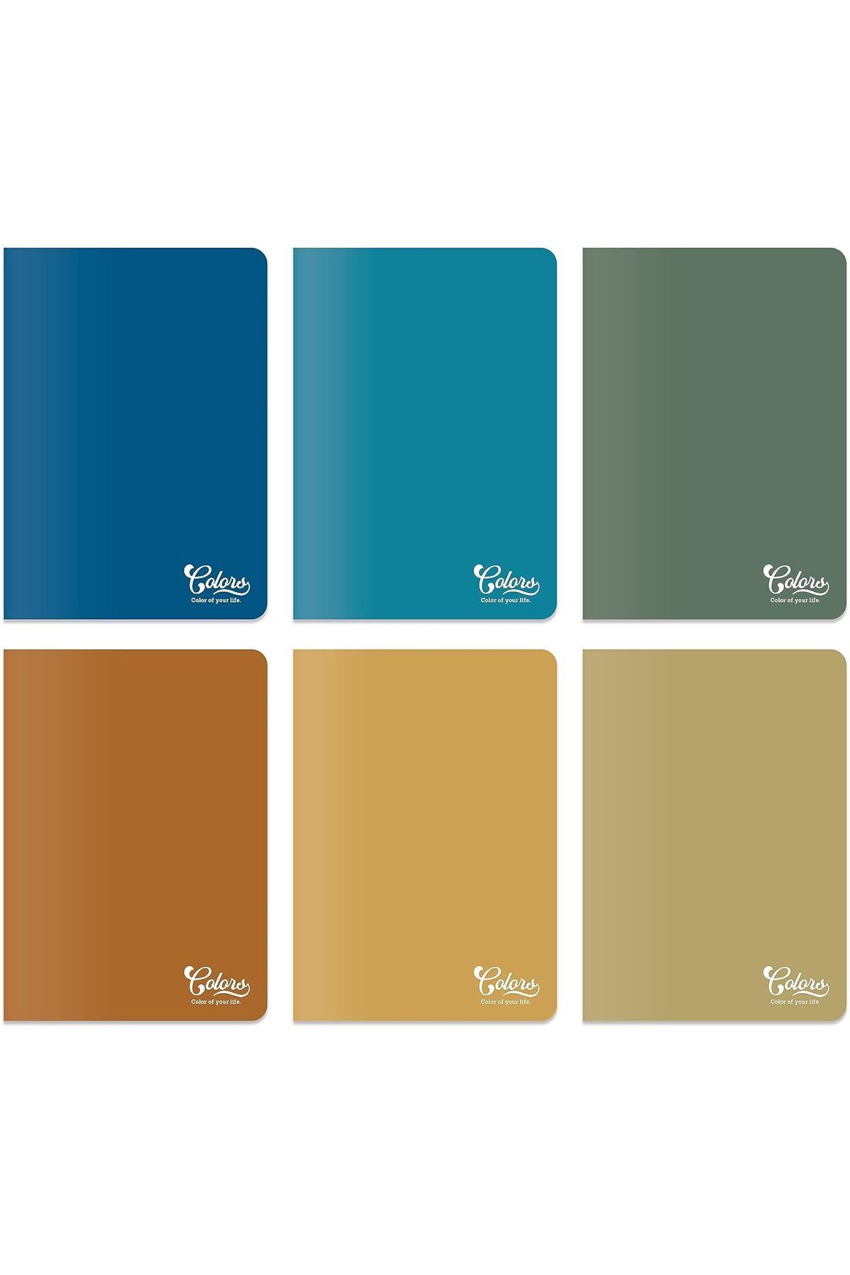 STOREMAX cmllashop Colors Vintage Serisi, A5 60 Yaprak Çizgisiz Karton Kapaklı Defter 6'lı Paket, Renkli