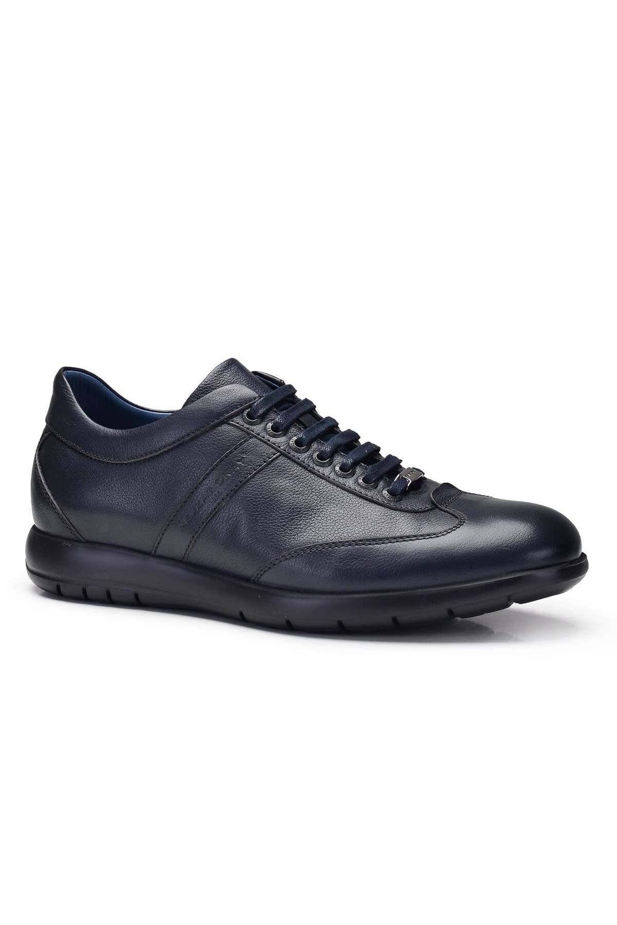 Nevzat Onay-Genuine Leather Navy Blue Casual Lace-Up Men's Shoes -10705- 2