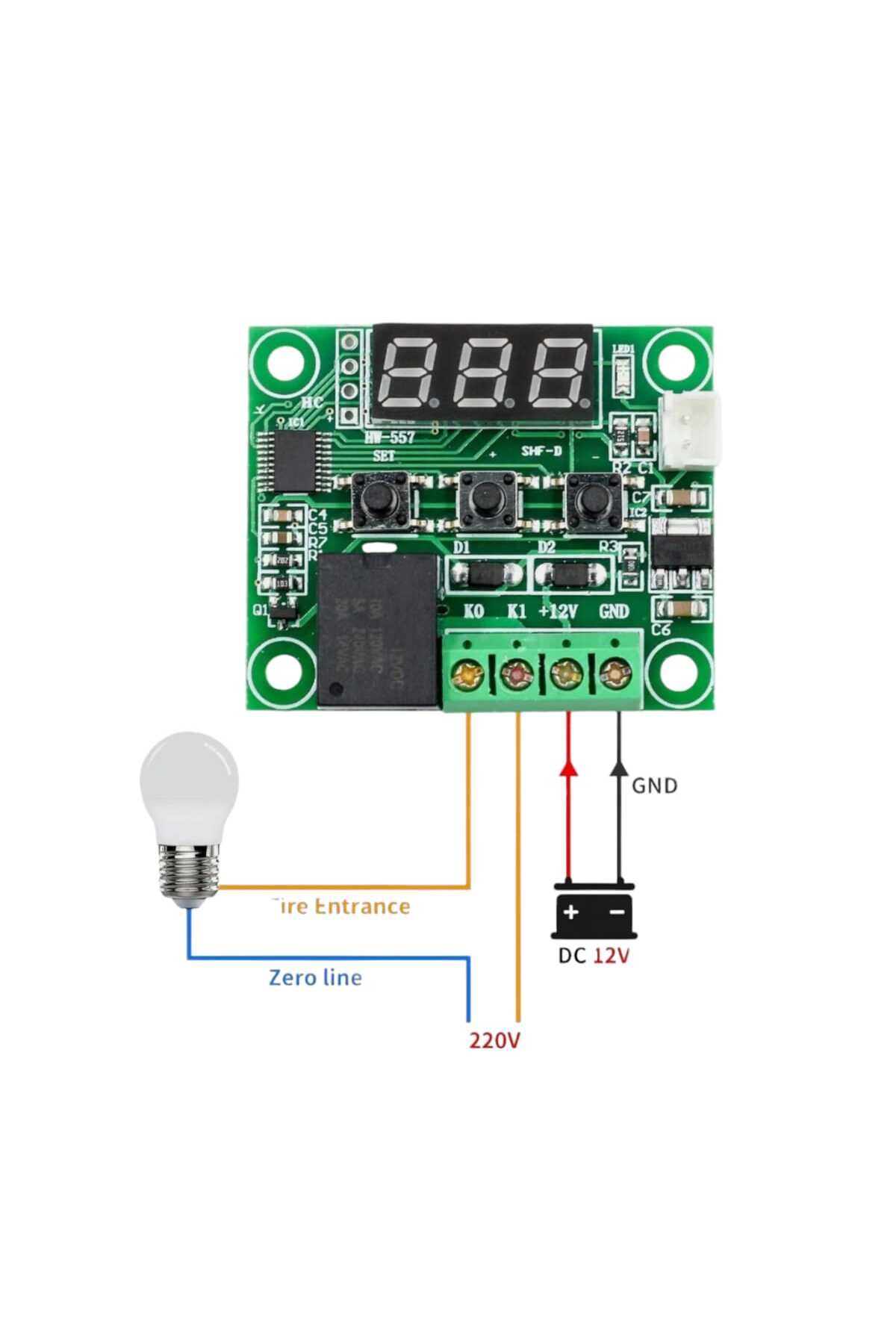 ELEKTROMALL W1209 Dijital Termostad , Kuluçka Termostatı , Kırmız Ekran Akvaryum Termostatı