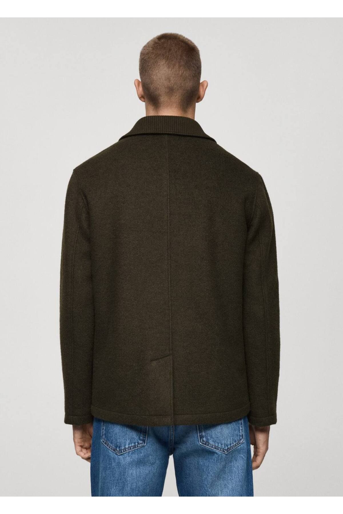 MANGO Man-Woolen Boucle Jacket with Pockets 4