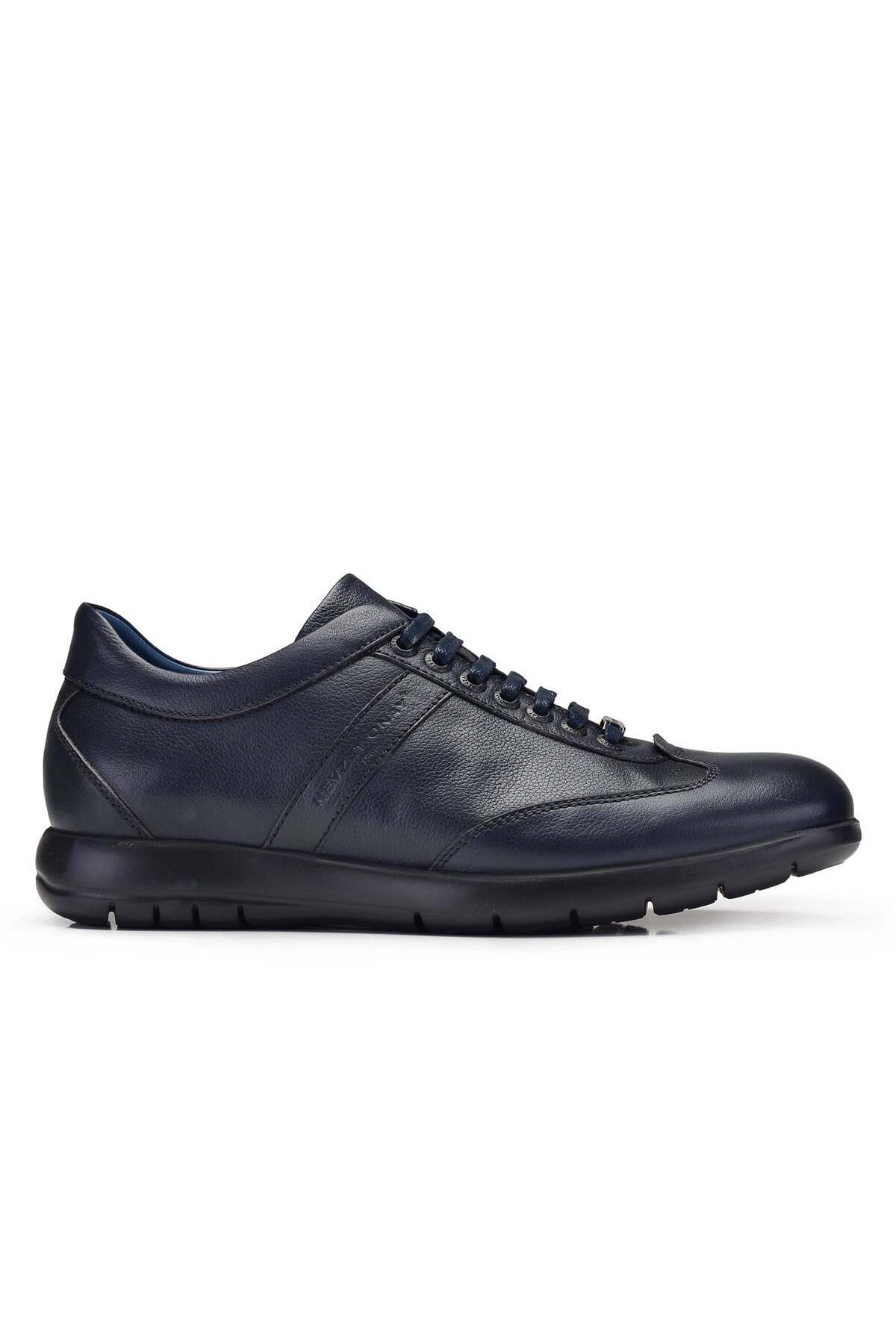 Nevzat Onay-Genuine Leather Navy Blue Casual Lace-Up Men's Shoes -10705- 1