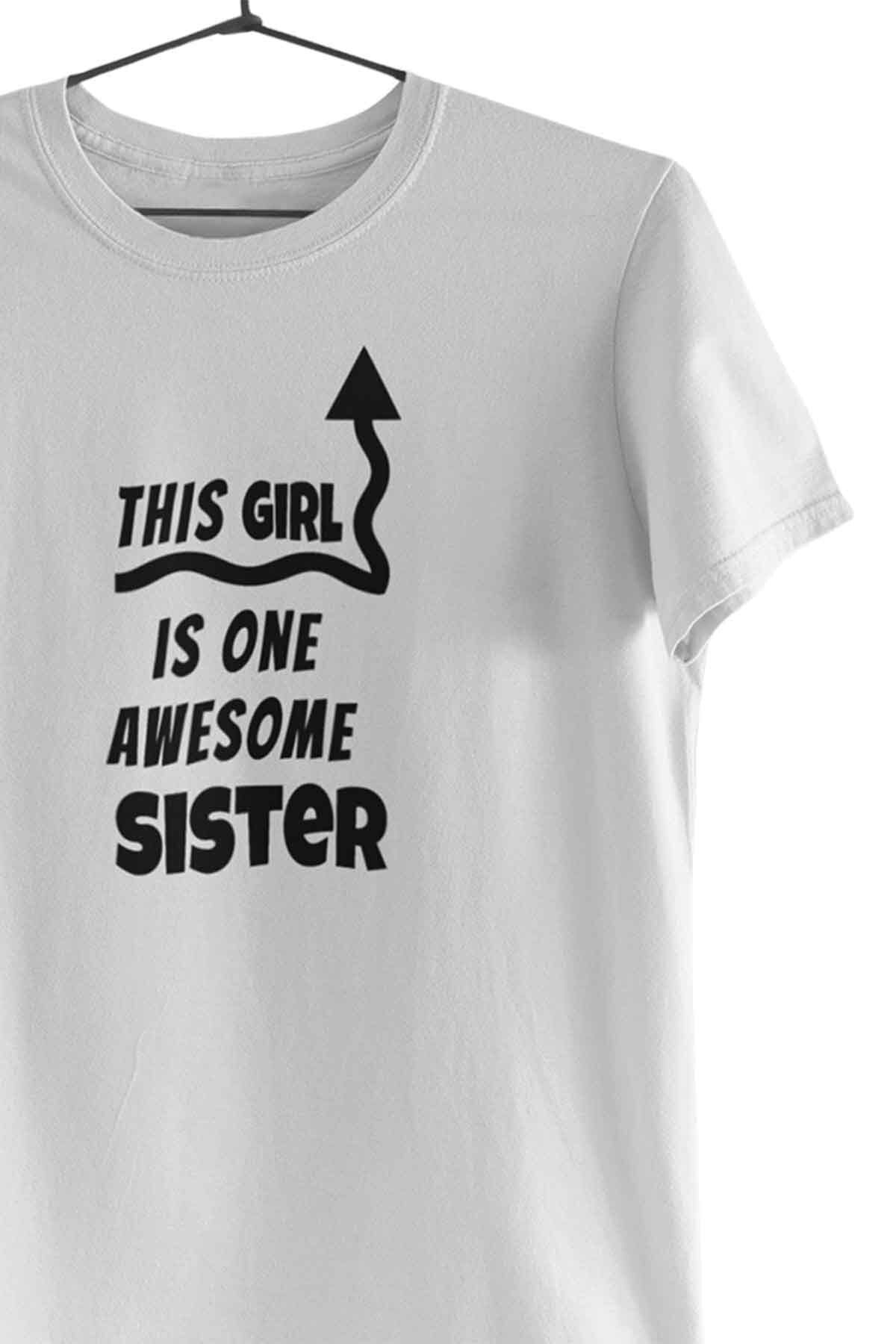 qoeuyl boutique-Această fată este o surori minunată imprimată cadou soră și soră 100% bumbac tricou alb 5