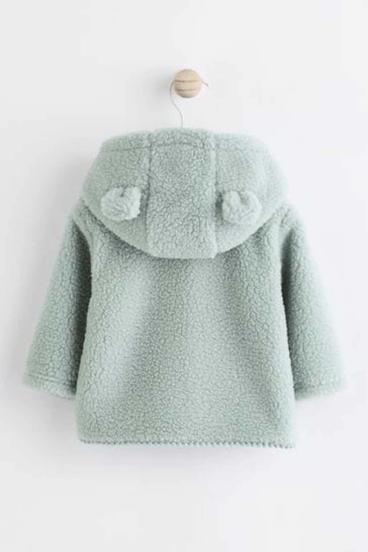 Next Baby Sage Green Fully Fleece Lined Hooded Plush Jacket fotoğrafı 2 (önizleme)