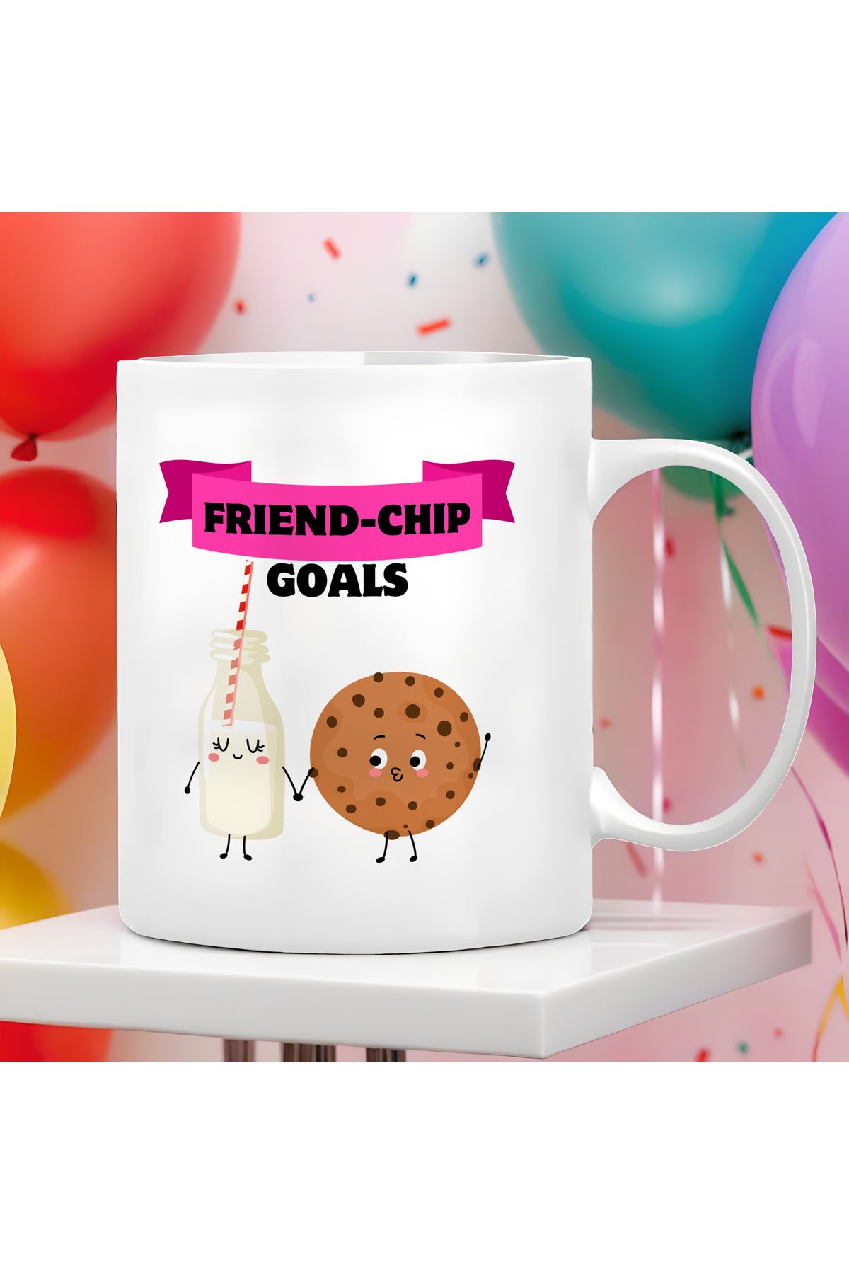 ESHAMPER-"Fri̇end-Chi̇p Goals" Patterned Large Size Mug (300 ml) - 1 Piece 2