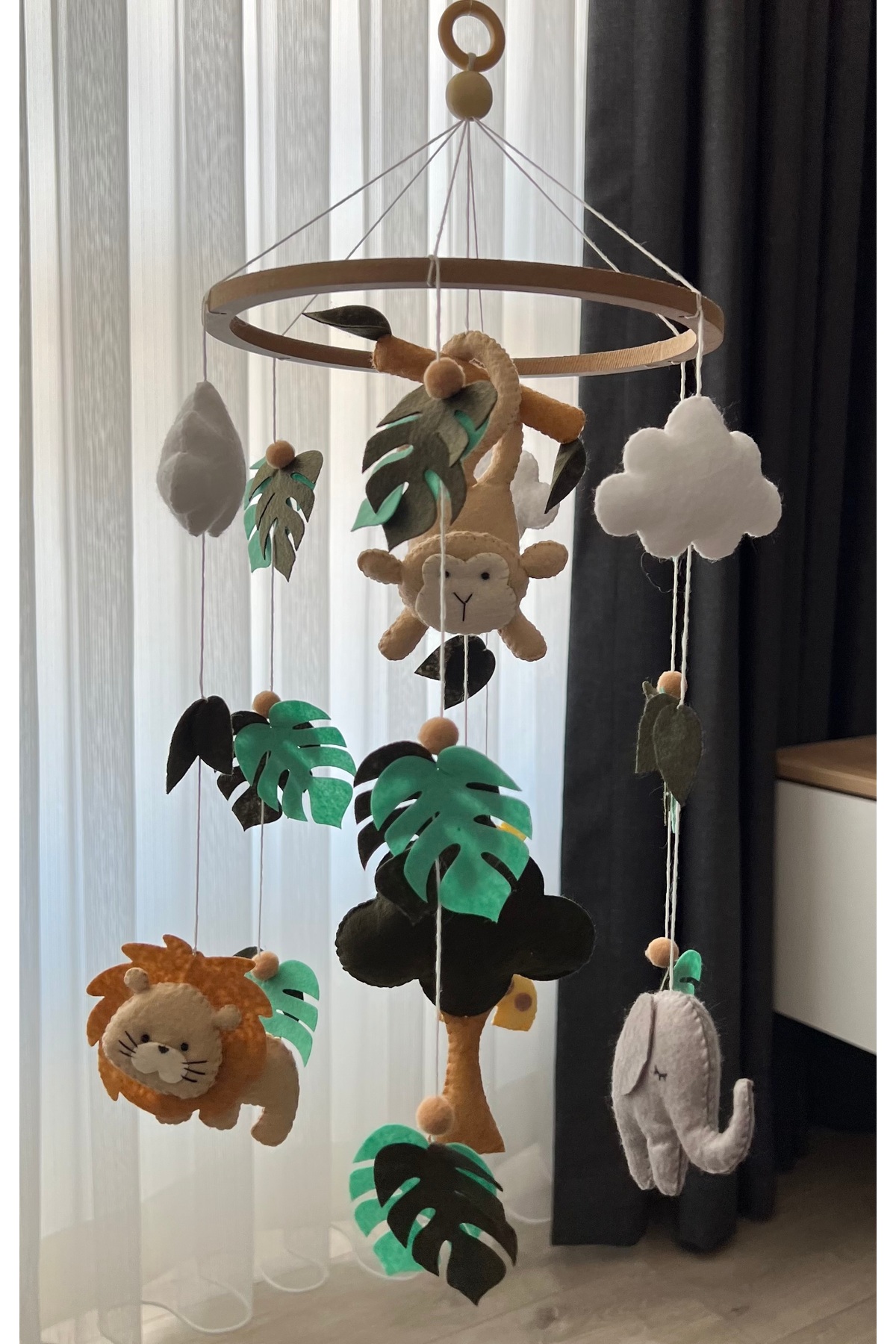 SefDen Lazer Kesim Atölyesi Müziksiz Amazon hayvanları bebek dönencesi tavan süsü beşik süsü fotoğrafı 6 (önizleme)