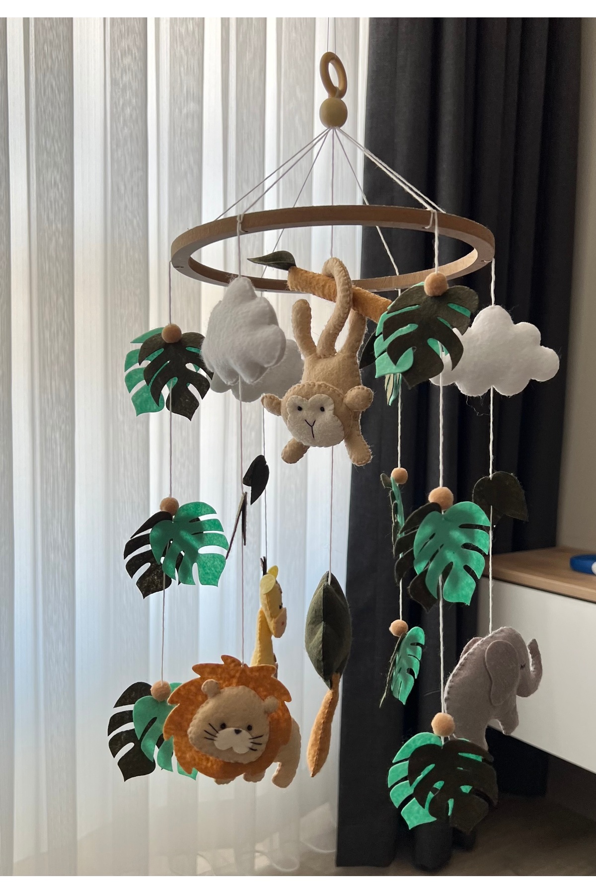 SefDen Lazer Kesim Atölyesi Müziksiz Amazon hayvanları bebek dönencesi tavan süsü beşik süsü fotoğrafı 2 (önizleme)