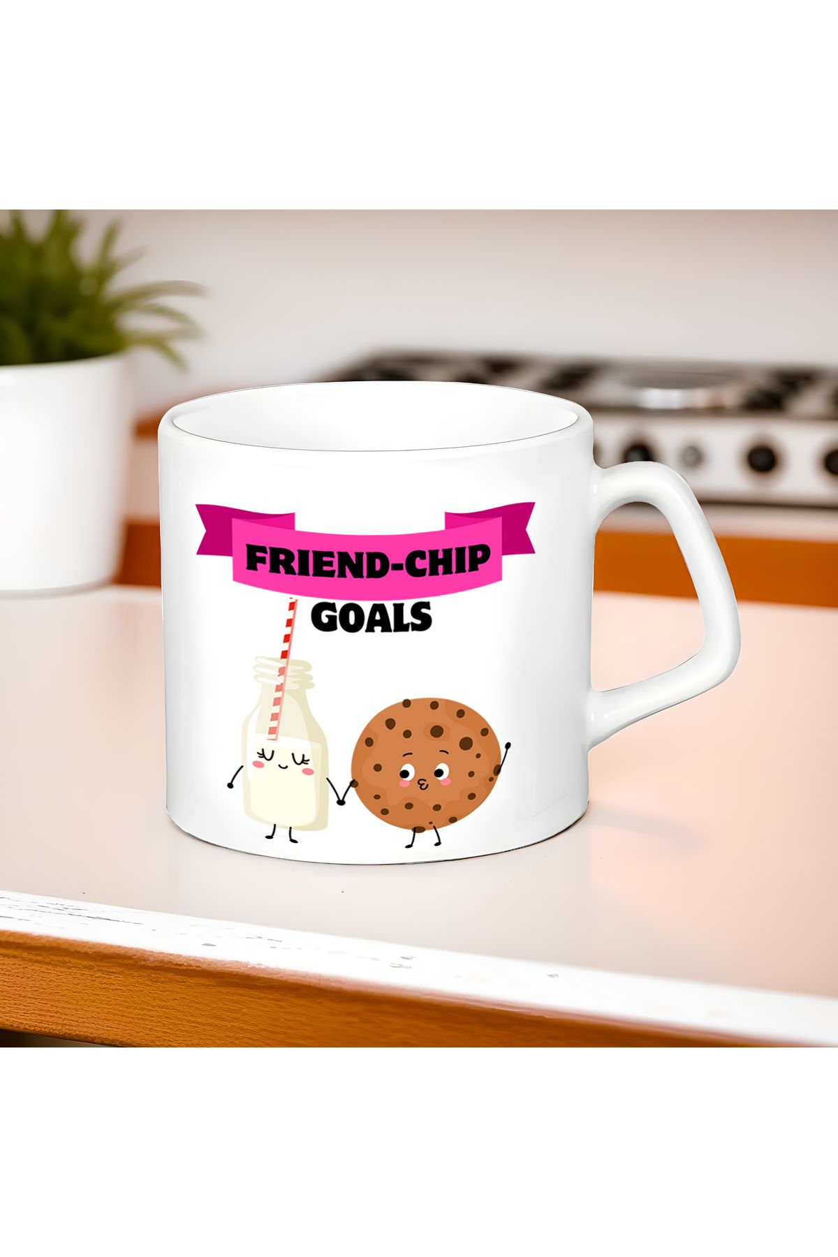 ESHAMPER-Medium Size Mug with Fun Design "Fri̇end-Chip Gols" (225 ml) - 1 Piece 4