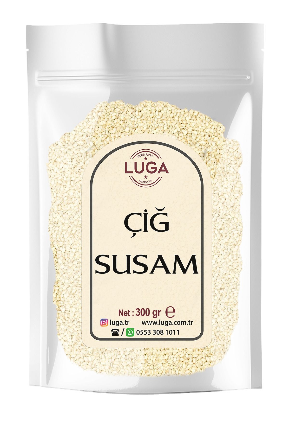 Luga Çiğ Susam 300 gr - Katkısız, % 100 Doğal, Yeni Mahsul, Elenmiş