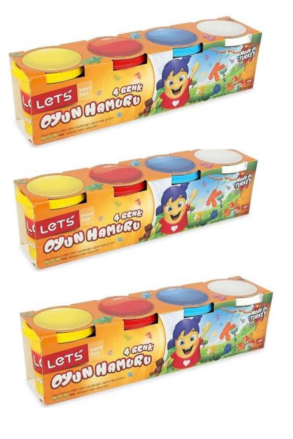 Lets-3 Pieces of Play Dough in 4 Colors - Total 12 Dough 1