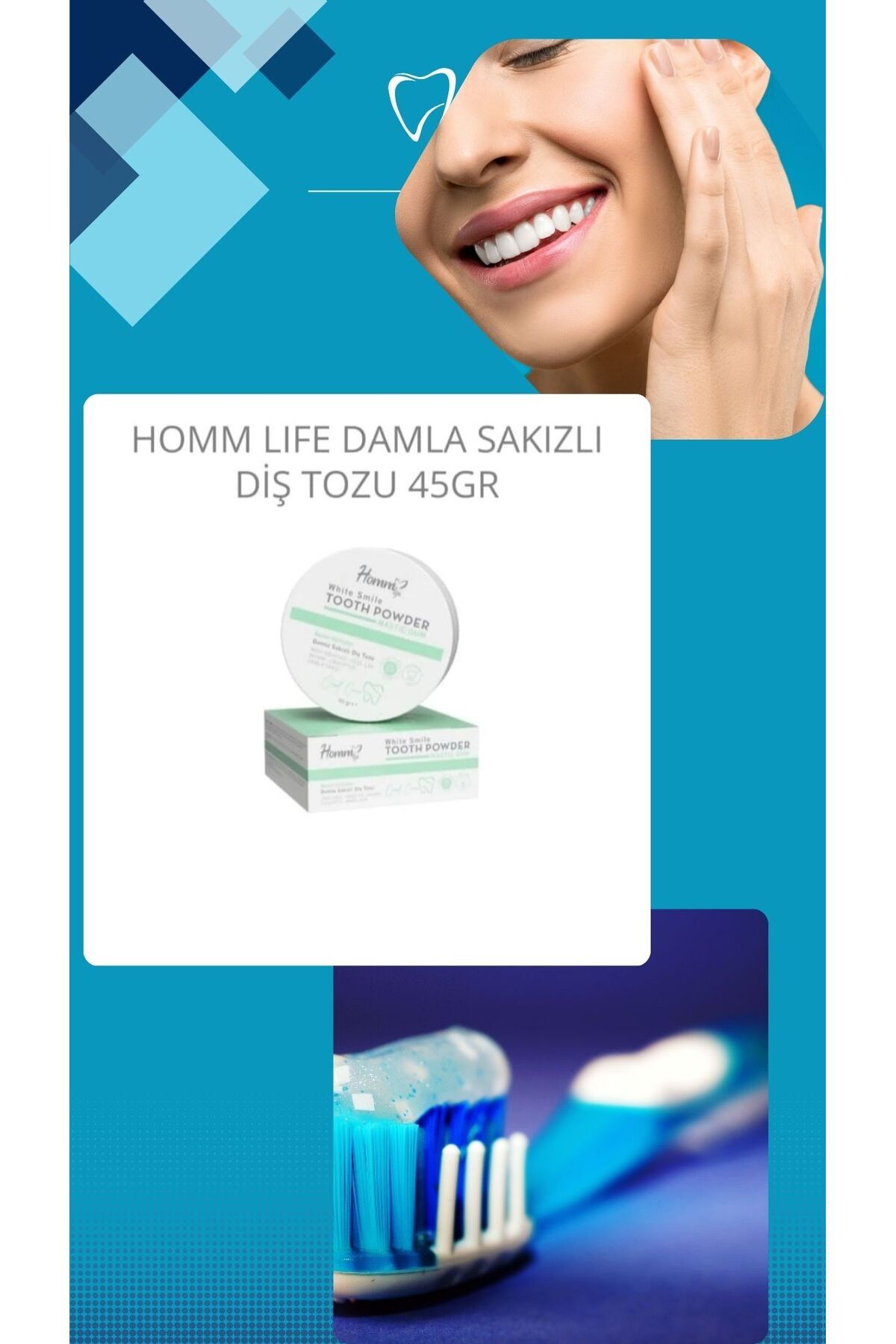 Homm Bitkisel Damla Sakızlı Diş Tozu Homm Bitkisel 45 gr