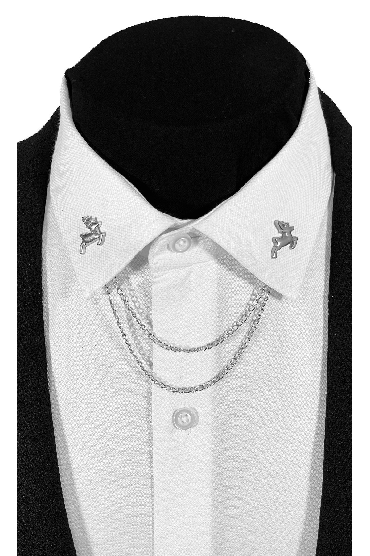  سنجاق سینه و زنجیر نقره‌ای-خاکستری به شکل گوزن - اکسسوری شیک و مینیمالیستی