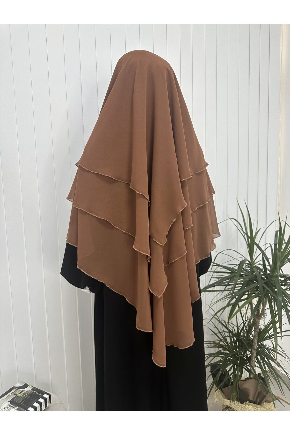 erasra class-Brick Colored Three-Layer Multi-Siphon Souffle Scarf - Lace-Up and Veiled Kimar Ready 5