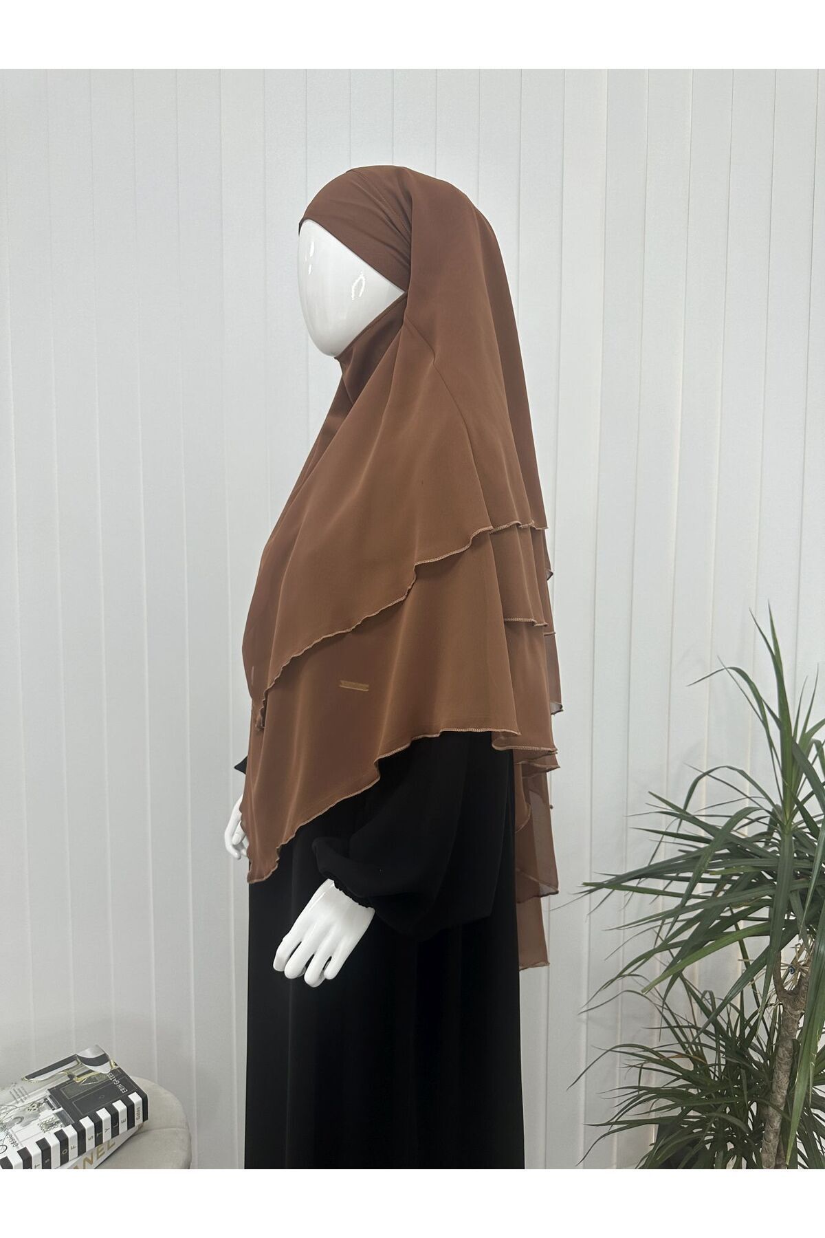 erasra class-Brick Colored Three-Layer Multi-Siphon Souffle Scarf - Lace-Up and Veiled Kimar Ready 3