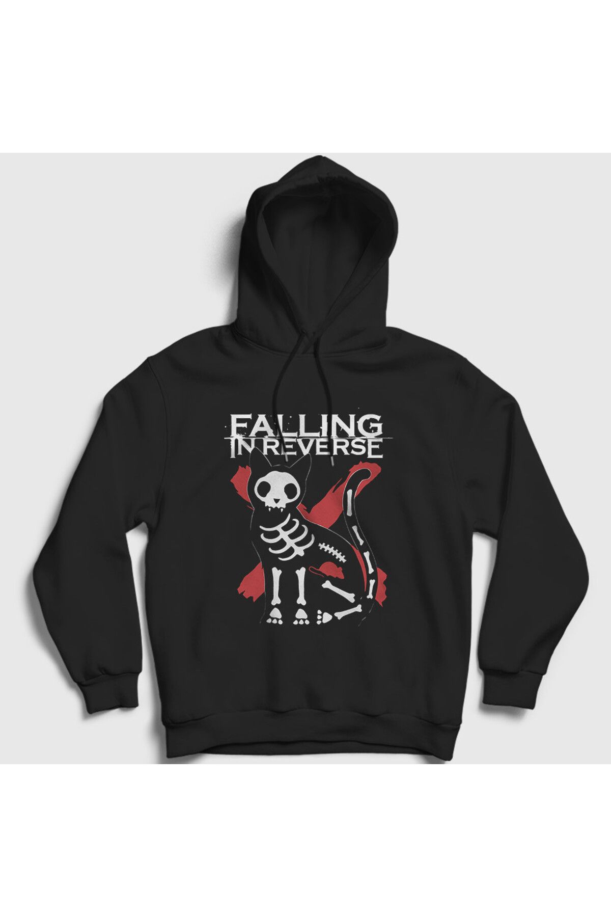 Presmono-X Ray Cat Falling in Reverse Hooded Unisex Black Sweatshirt 505131 Tt 1