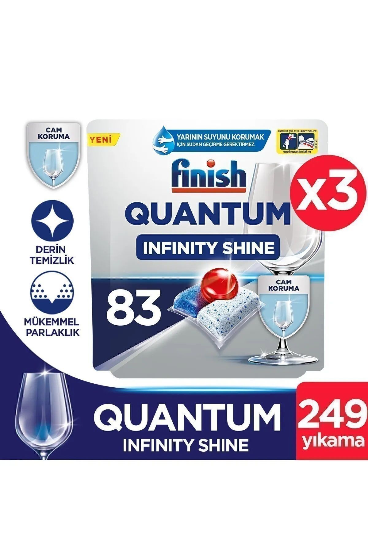 Fairy Finish Quantum Infinity Shine 249 Kapsül Bulaşık Makinesi Deterjanı Tableti (83X3)