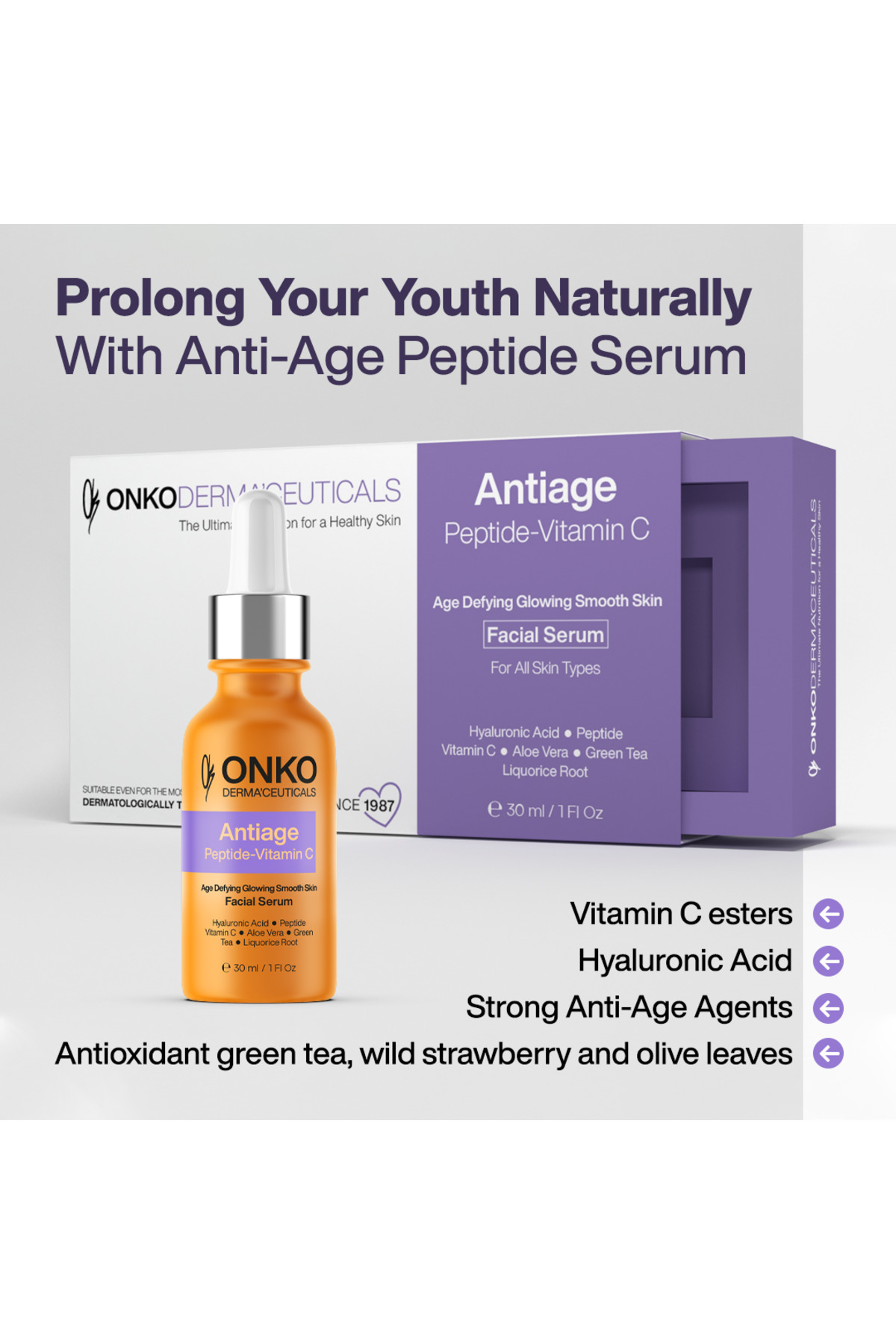 Onko Dermaceuticals-Antiage Peptide-c Yaşlanma Karşıtı Nemlendirici Serum 30ml. %3 Acetylhexapeptid-8 3