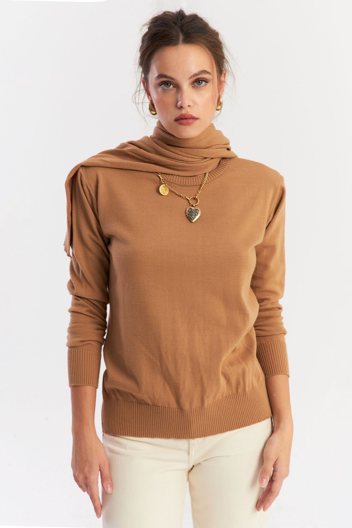 Cool & Modest-Bluză de damă Camel Shawl Accesorii Tricoturi YV286 3