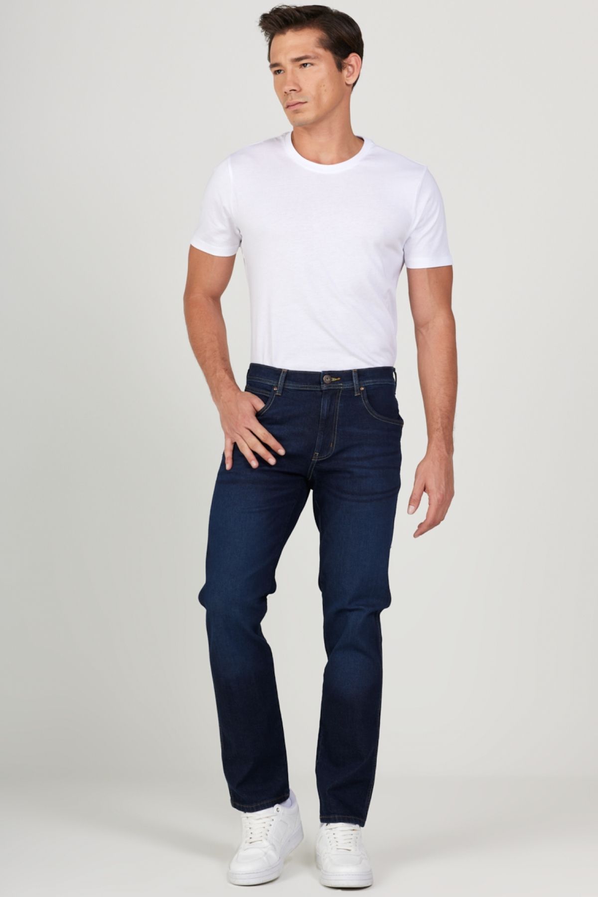 راست تناسب برش مستقیم کمر معمولی آبی سرمه ای آریزونا جین جین Wrangler