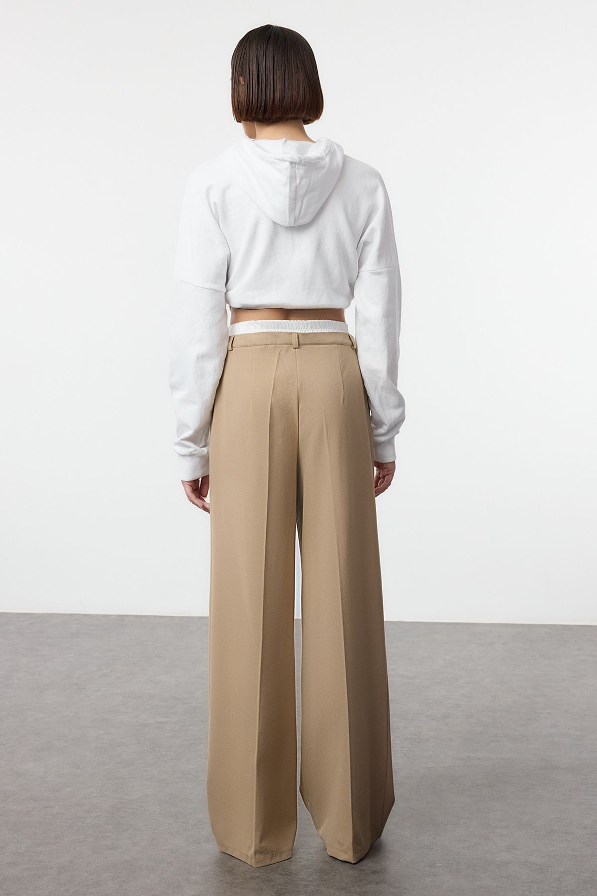 Trendyol Collection-Mink Color Wide Leg Elastic Waist Pants - Twoaw24Pl00273 5