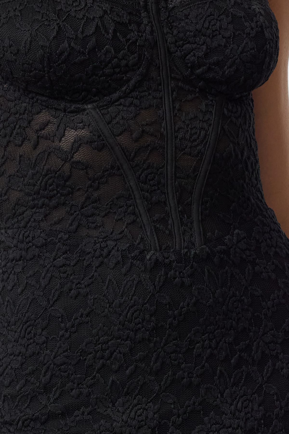 Trendyol Collection-Černé podšité krajkové pletené midi šaty TPRAW25EL00120 4