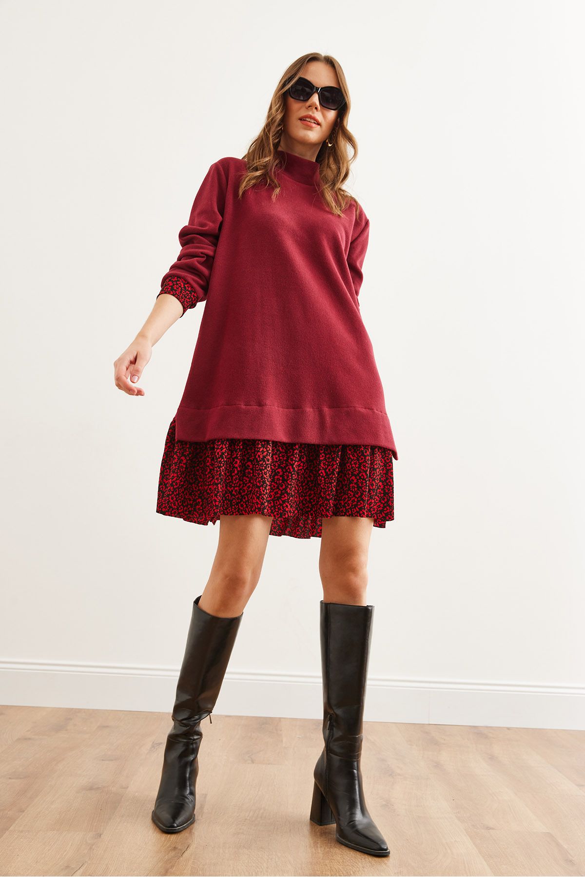 Olalook-Rochie de damă Roșu Burgundy Thessaloniki - ELB- 19000965 6