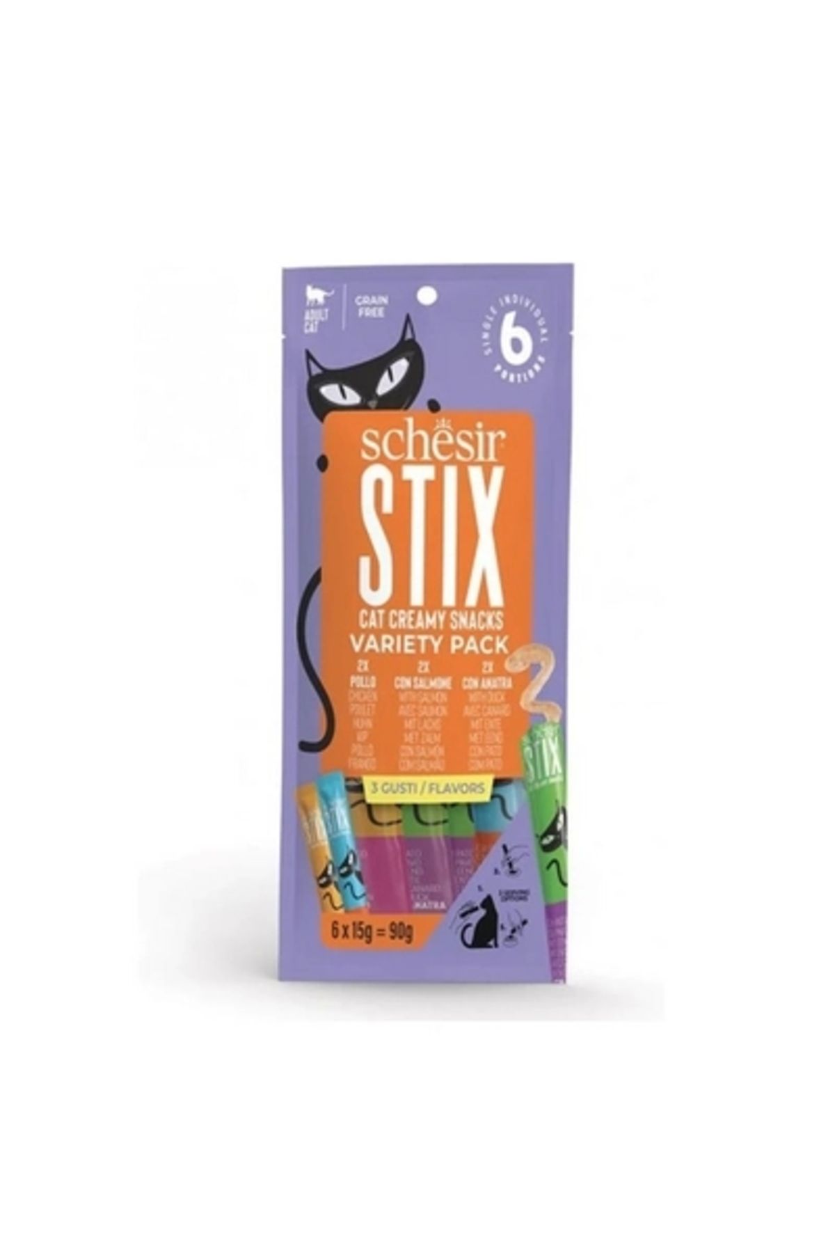 Stix 2 X Tavuk / 2 X Somonlu / 2 X Ördekli Krem Çeşit Paketi 6 X 15 G