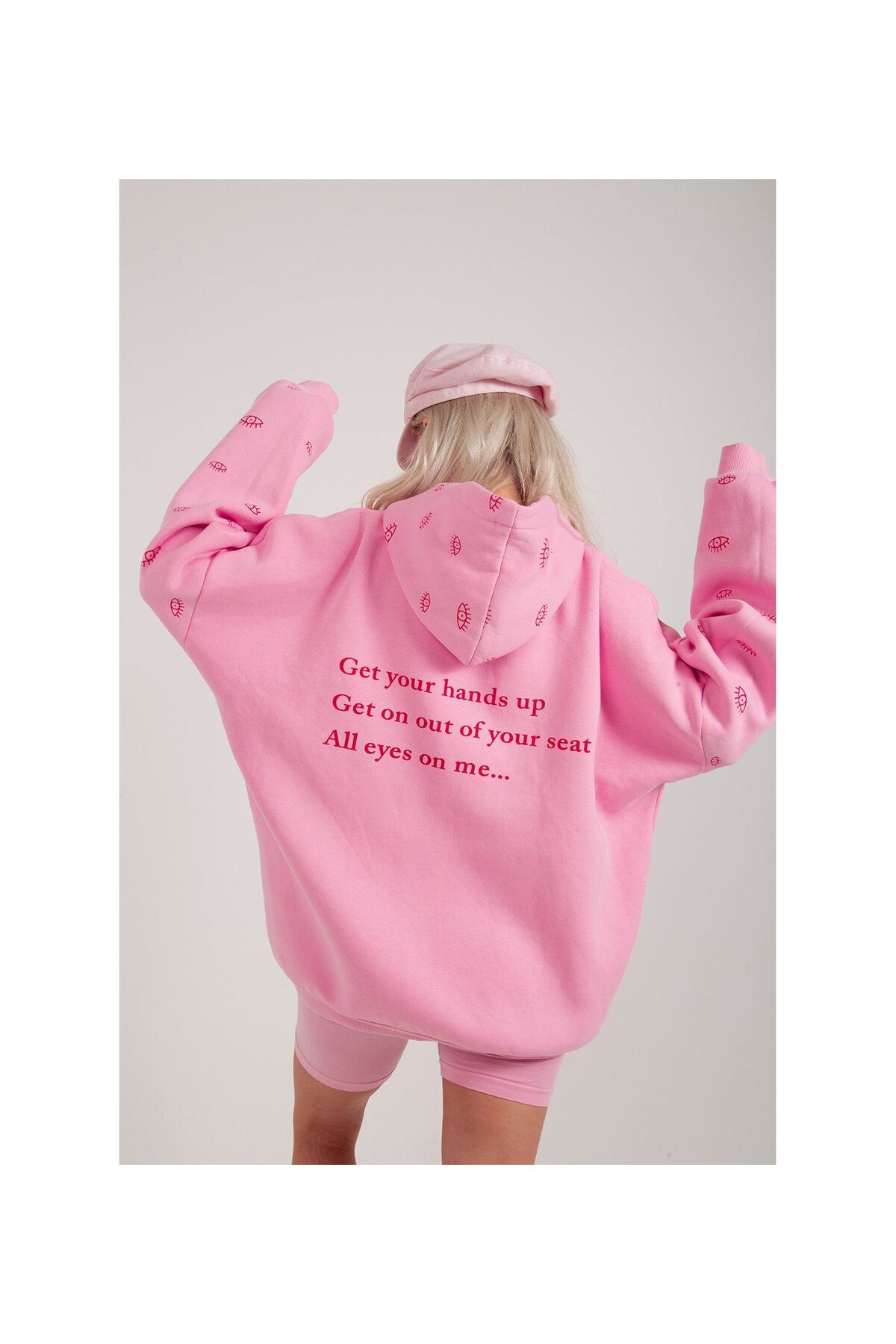 rockcity Pembe Oversize Kapüşonlu Eye Unisex Sweat