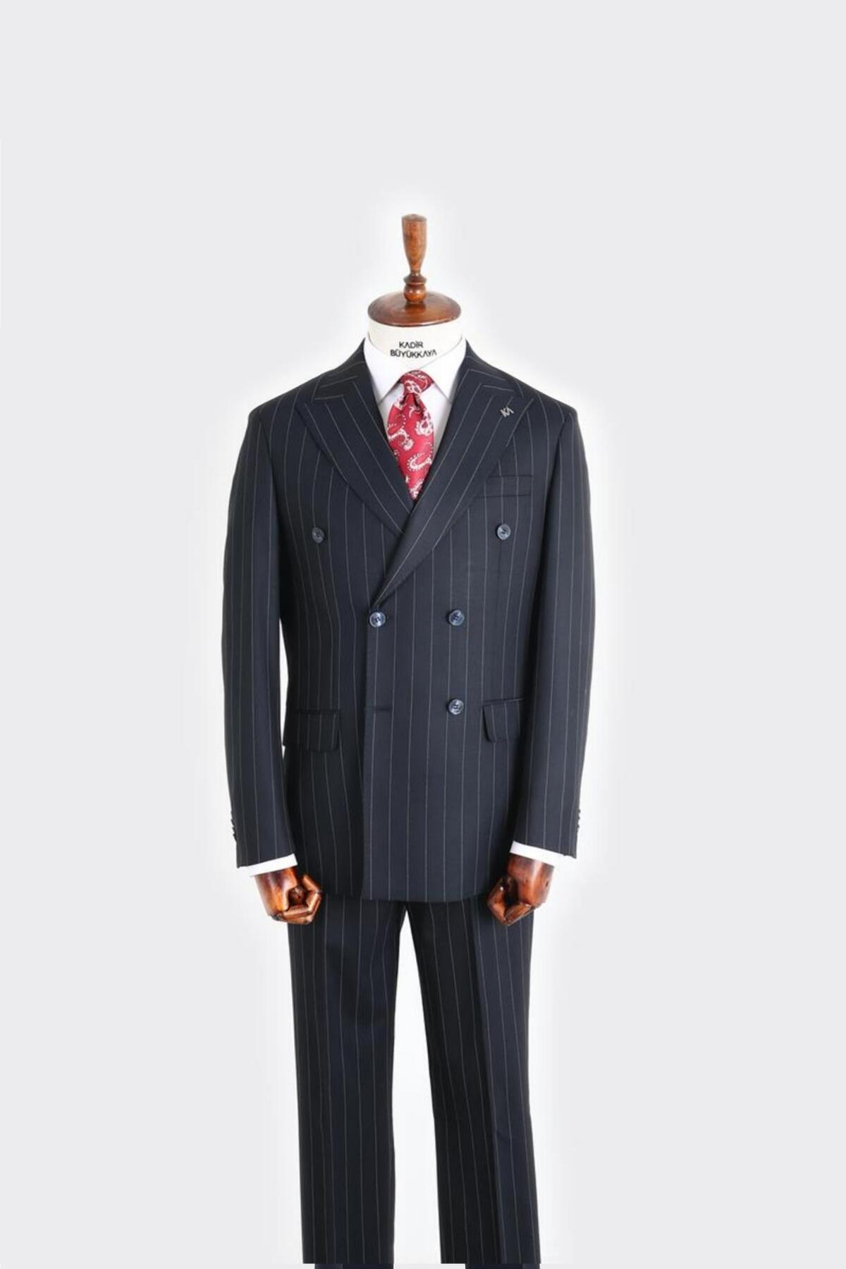 Kadir Büyükkaya Kırlangıç Yaka Kruvaze Erkek Takım Elbise-KAX1201S