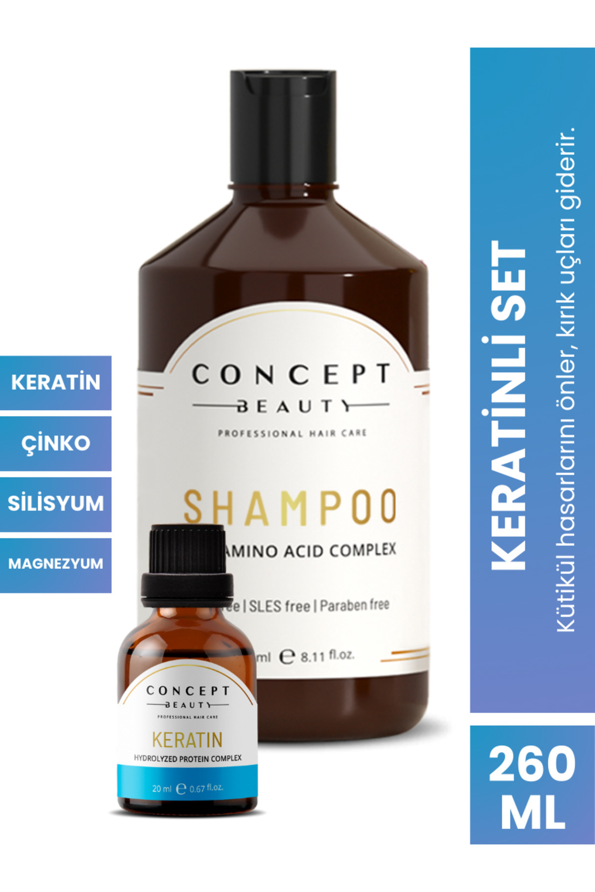 Concept Beauty مجموعه مراقبت از موی کراتینه - شامپوی طبیعی بدون نمک و سولفات با عصاره کراتین، منیزیم و روی — CBSHP-KRT