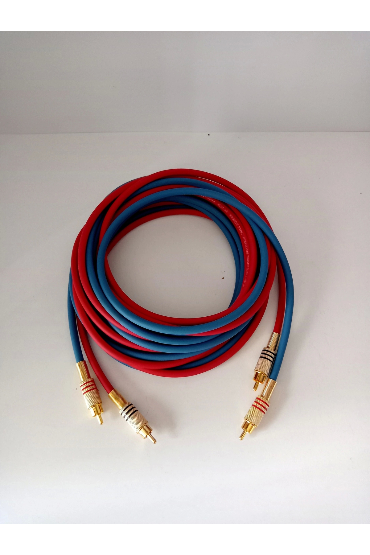 YSN Amfi Rca Kablosu 5 Metre Bakır Bordo Mavi Rca Ses Aktarım